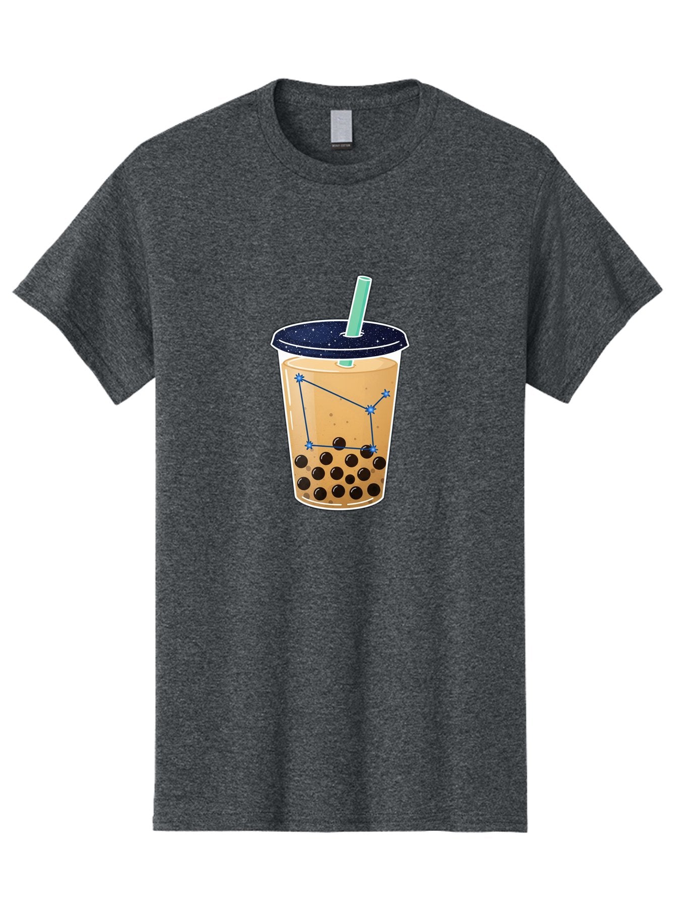 Bubble-Tea-11 Men'S Graphic Tee, 100% Cotton, Comfortable Casual Summer Wear, Machine Washable, Bubble Tea, Boba Drink, Milk Tea, Constellation Design, Starry Night, Coffee Drink, Tea Cup, Straw, Tapioca Pearls Bac691 5