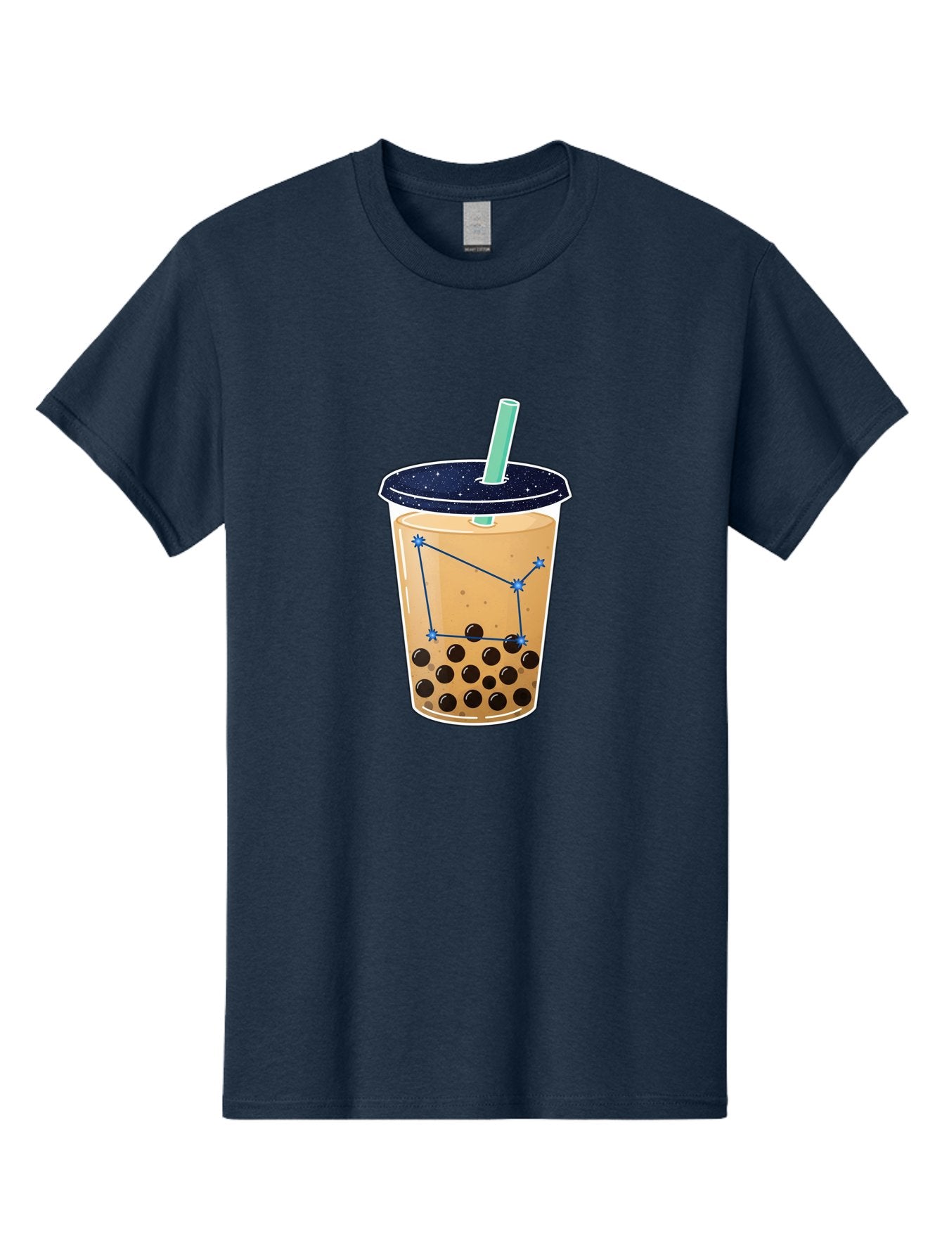 Bubble-Tea-11 Men'S Graphic Tee, 100% Cotton, Comfortable Casual Summer Wear, Machine Washable, Bubble Tea, Boba Drink, Milk Tea, Constellation Design, Starry Night, Coffee Drink, Tea Cup, Straw, Tapioca Pearls Bac691 6
