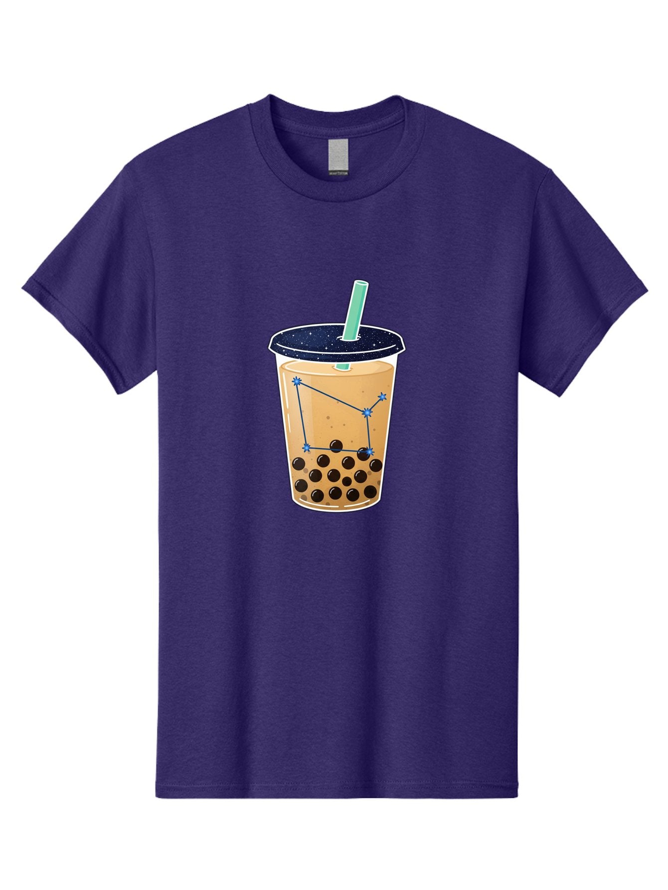 Bubble-Tea-11 Men'S Graphic Tee, 100% Cotton, Comfortable Casual Summer Wear, Machine Washable, Bubble Tea, Boba Drink, Milk Tea, Constellation Design, Starry Night, Coffee Drink, Tea Cup, Straw, Tapioca Pearls Bac691 10