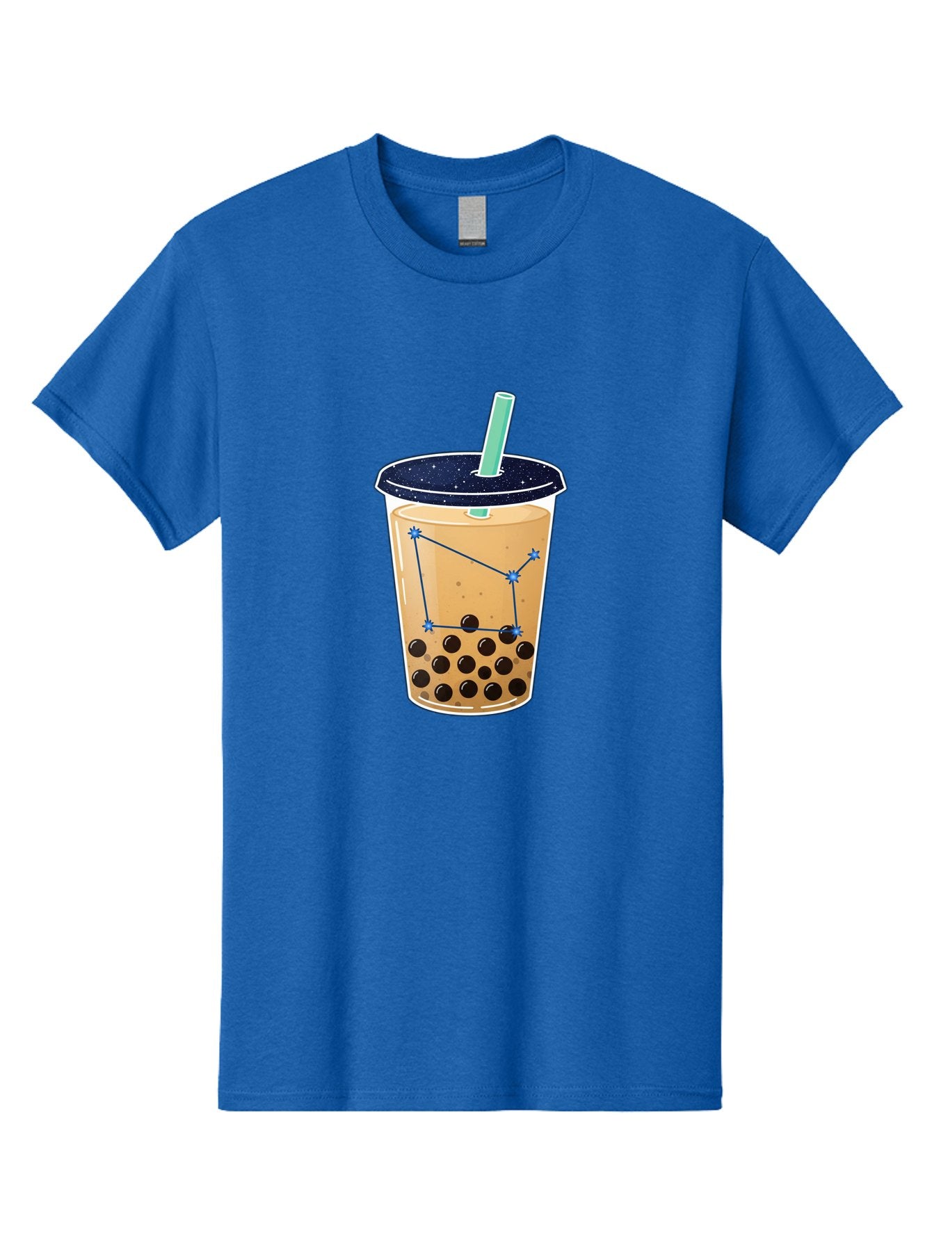Bubble-Tea-11 Men'S Graphic Tee, 100% Cotton, Comfortable Casual Summer Wear, Machine Washable, Bubble Tea, Boba Drink, Milk Tea, Constellation Design, Starry Night, Coffee Drink, Tea Cup, Straw, Tapioca Pearls Bac691 12