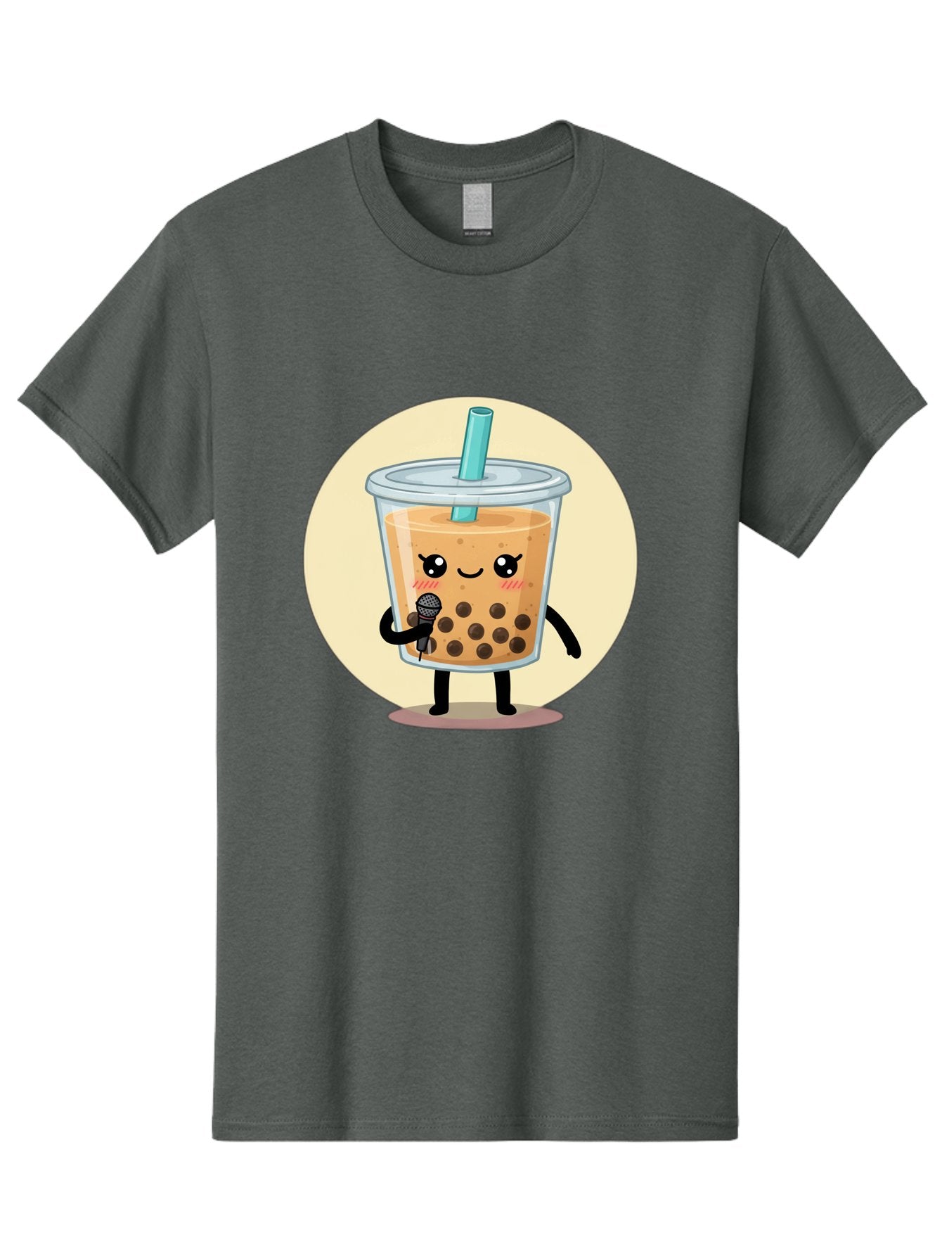 Bubble-Tea-12 Men'S Graphic Tee, 100% Cotton, Comfortable Casual Summer Wear, Machine Washable, Cartoon Bubble Tea, Adorable Character, Kawaii, Cute Illustration, Boba Drink, Microphone, Straw, Charming Personality, Fun Design, Playful Vibe, Bac692 8