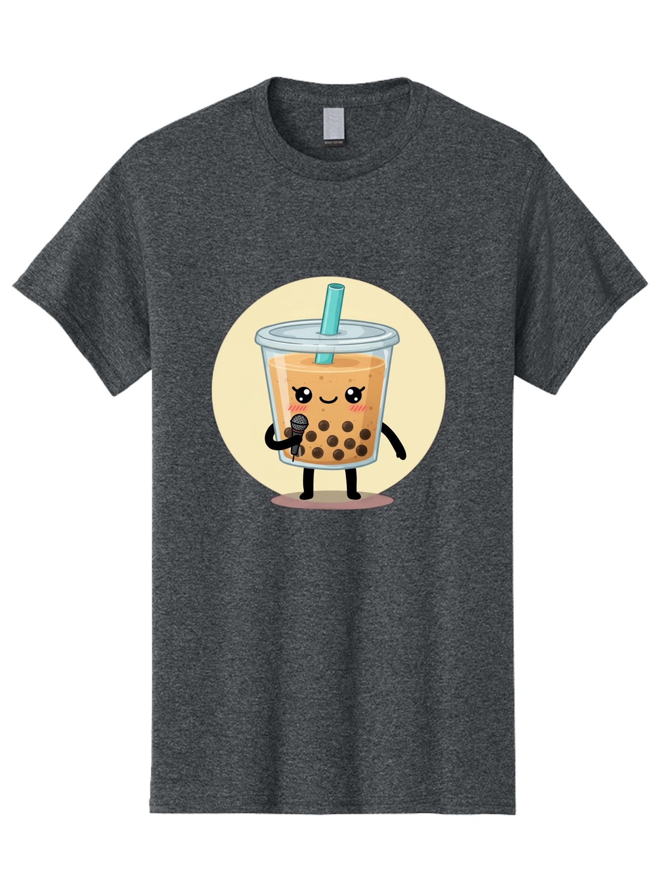 Bubble-Tea-12 Men'S Graphic Tee, 100% Cotton, Comfortable Casual Summer Wear, Machine Washable, Cartoon Bubble Tea, Adorable Character, Kawaii, Cute Illustration, Boba Drink, Microphone, Straw, Charming Personality, Fun Design, Playful Vibe, Bac692 10