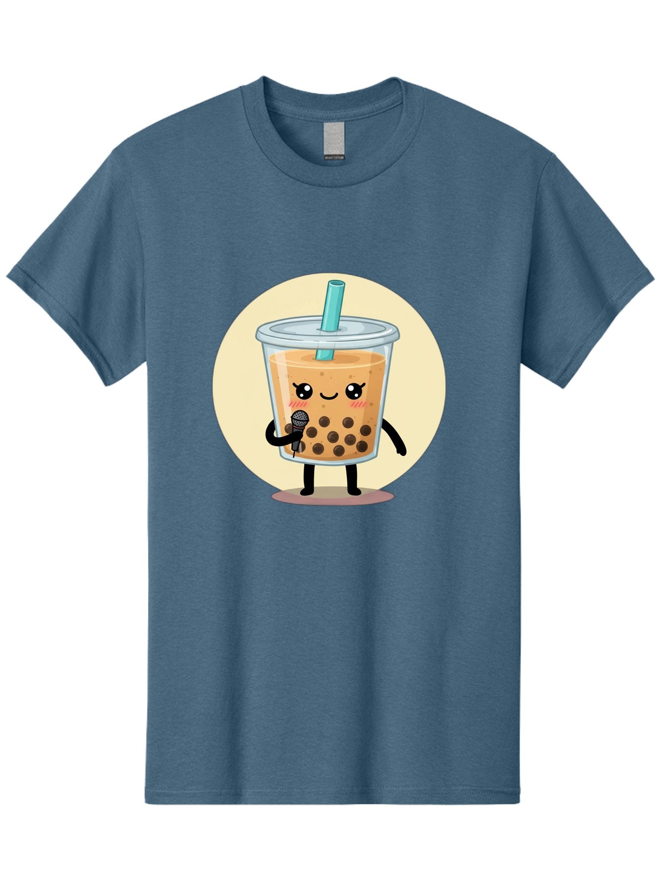 Bubble-Tea-12 Men'S Graphic Tee, 100% Cotton, Comfortable Casual Summer Wear, Machine Washable, Cartoon Bubble Tea, Adorable Character, Kawaii, Cute Illustration, Boba Drink, Microphone, Straw, Charming Personality, Fun Design, Playful Vibe, Bac692 15