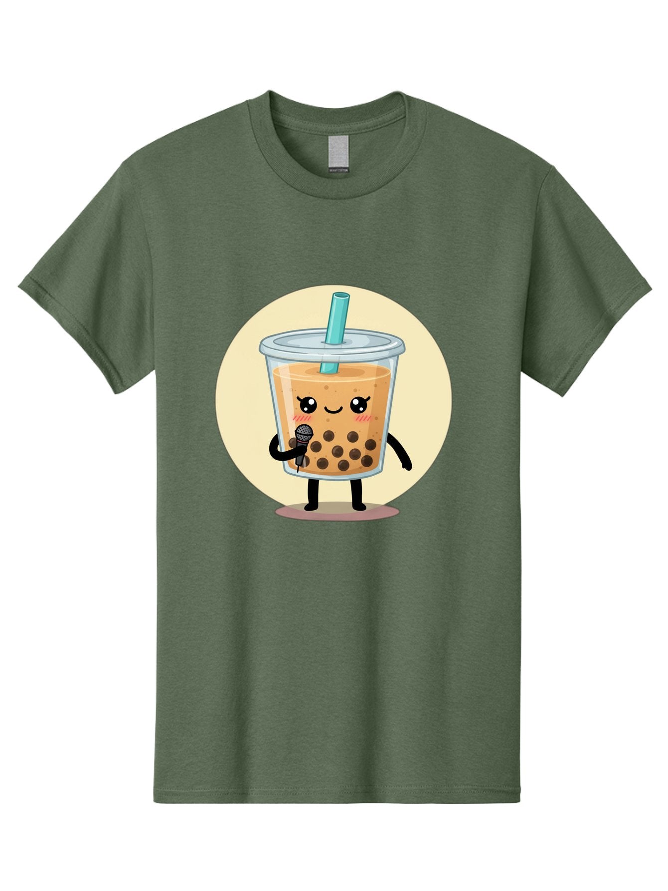 Bubble-Tea-12 Men'S Graphic Tee, 100% Cotton, Comfortable Casual Summer Wear, Machine Washable, Cartoon Bubble Tea, Adorable Character, Kawaii, Cute Illustration, Boba Drink, Microphone, Straw, Charming Personality, Fun Design, Playful Vibe, Bac692 4