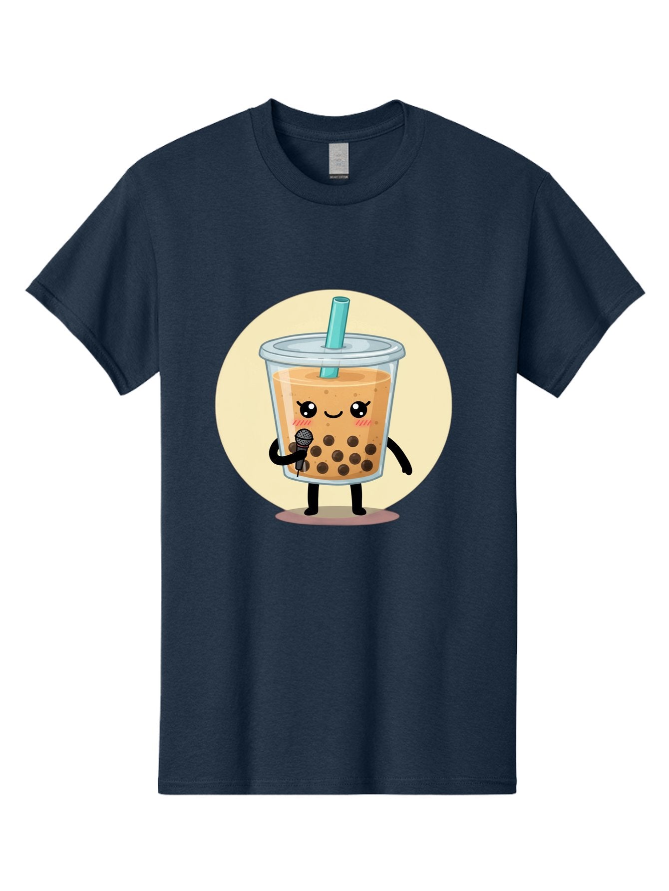 Bubble-Tea-12 Men'S Graphic Tee, 100% Cotton, Comfortable Casual Summer Wear, Machine Washable, Cartoon Bubble Tea, Adorable Character, Kawaii, Cute Illustration, Boba Drink, Microphone, Straw, Charming Personality, Fun Design, Playful Vibe, Bac692 12