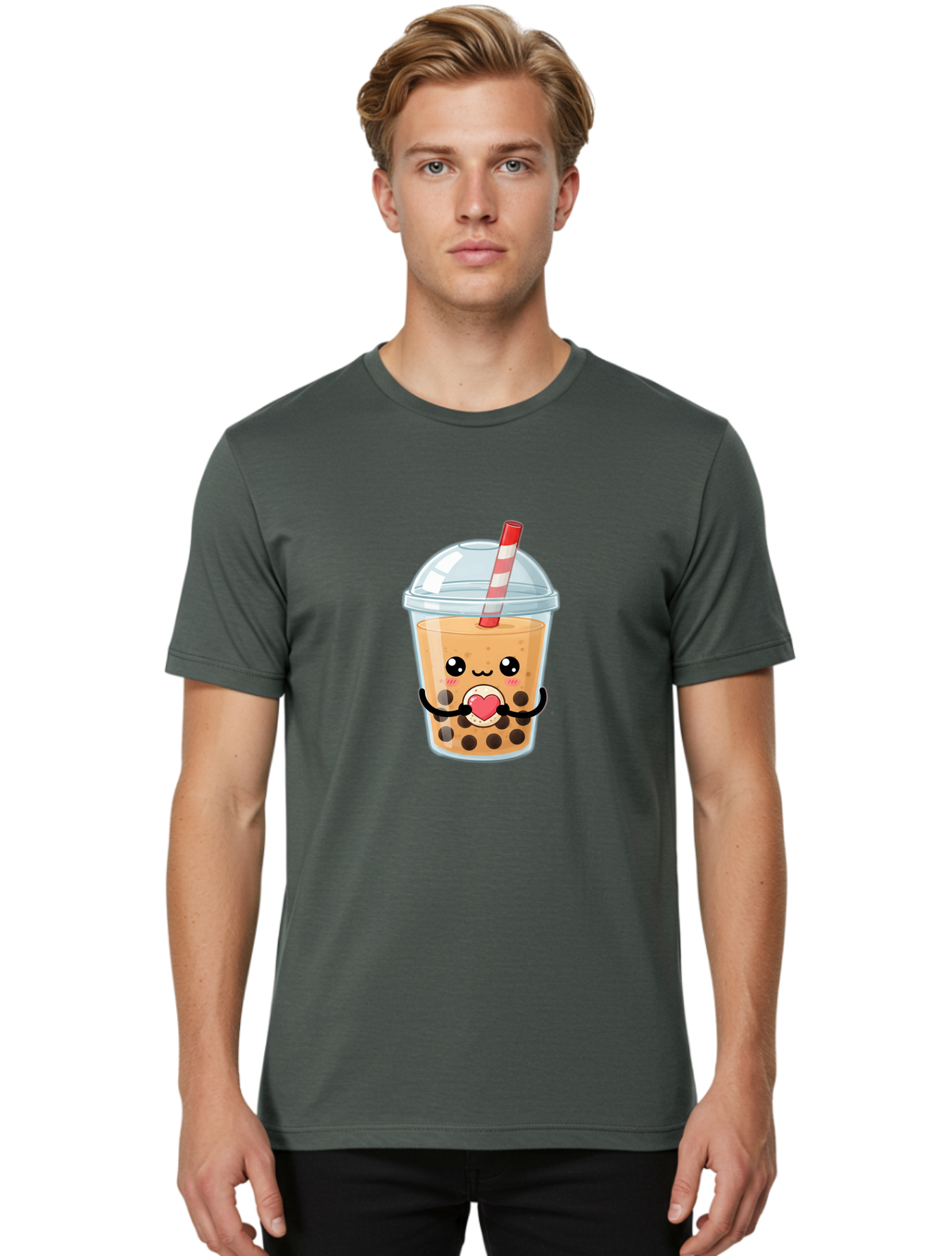 Bubble-Tea-13 Men'S Graphic Tee, 100% Cotton, Comfortable Casual Summer Wear, Machine Washable, Bubble Tea, Boba Drink, Cartoon Beverage, Cute Straw, Kawaii Culture, Heart Symbol, Playful Design, Refreshing Drink, Milk Tea, Tea Lover Bac693 16