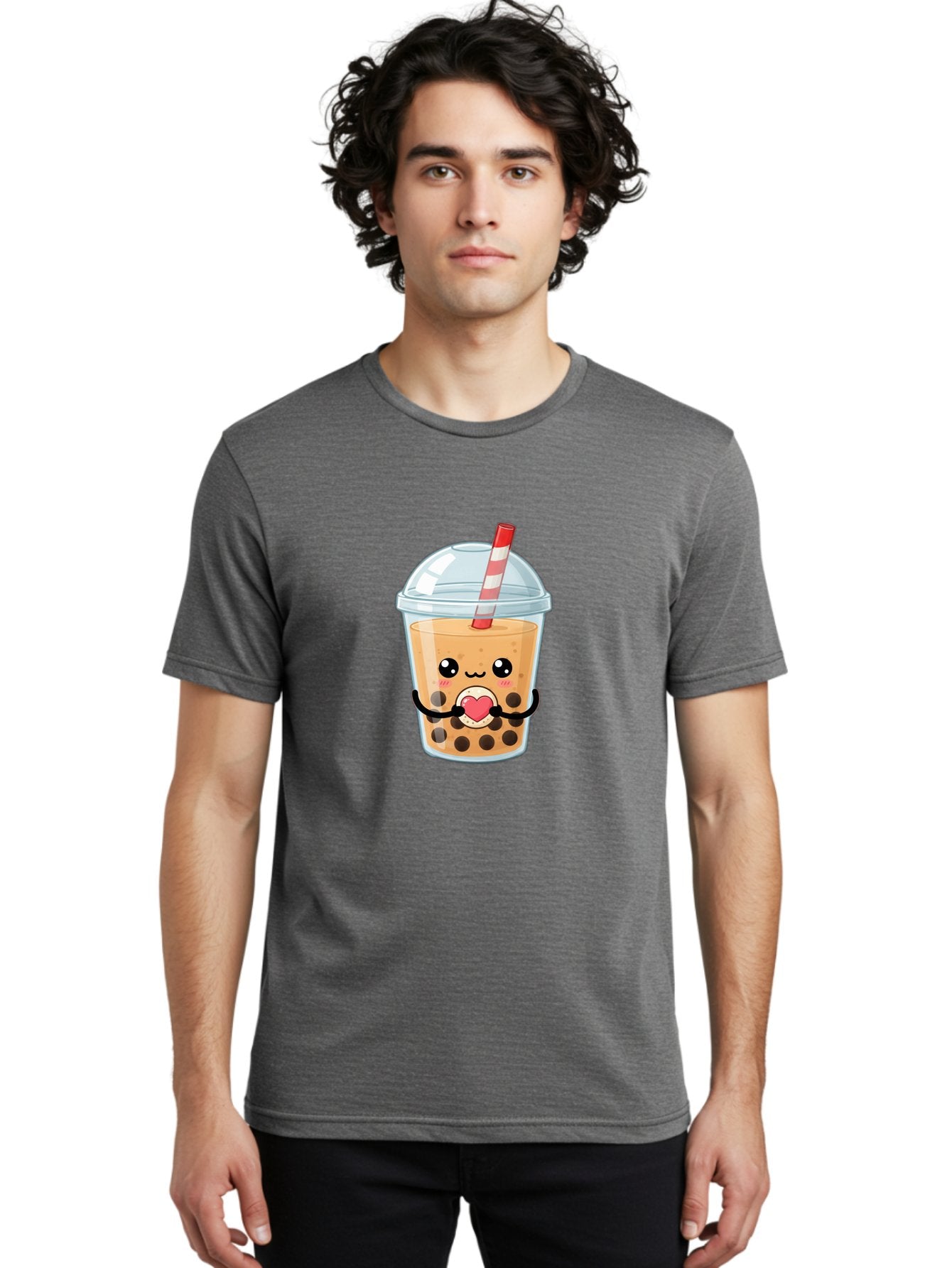 Bubble-Tea-13 Men'S Graphic Tee, 100% Cotton, Comfortable Casual Summer Wear, Machine Washable, Bubble Tea, Boba Drink, Cartoon Beverage, Cute Straw, Kawaii Culture, Heart Symbol, Playful Design, Refreshing Drink, Milk Tea, Tea Lover Bac693 21