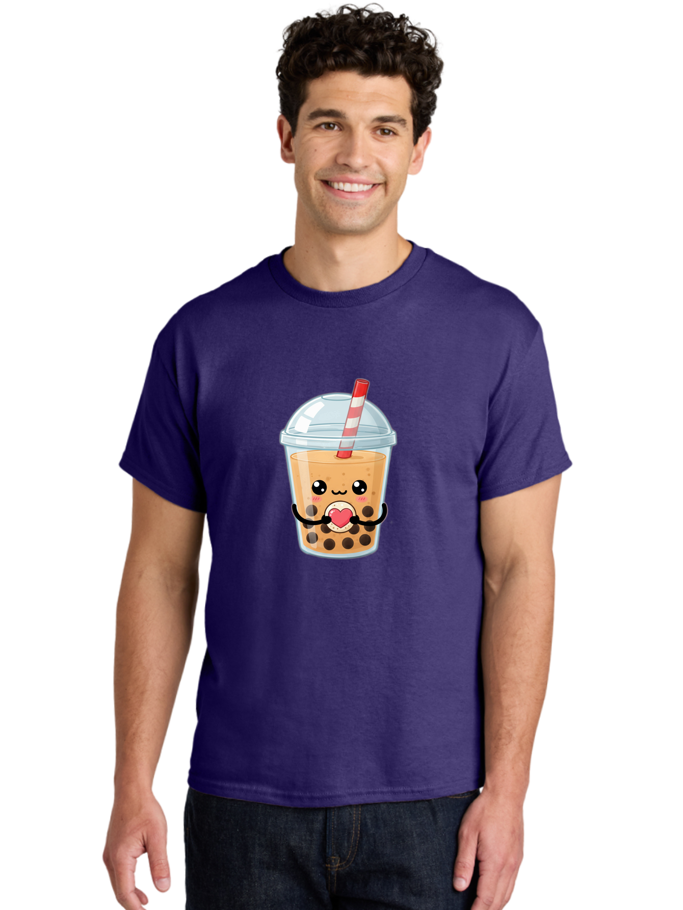 Bubble-Tea-13 Men'S Graphic Tee, 100% Cotton, Comfortable Casual Summer Wear, Machine Washable, Bubble Tea, Boba Drink, Cartoon Beverage, Cute Straw, Kawaii Culture, Heart Symbol, Playful Design, Refreshing Drink, Milk Tea, Tea Lover Bac693 26