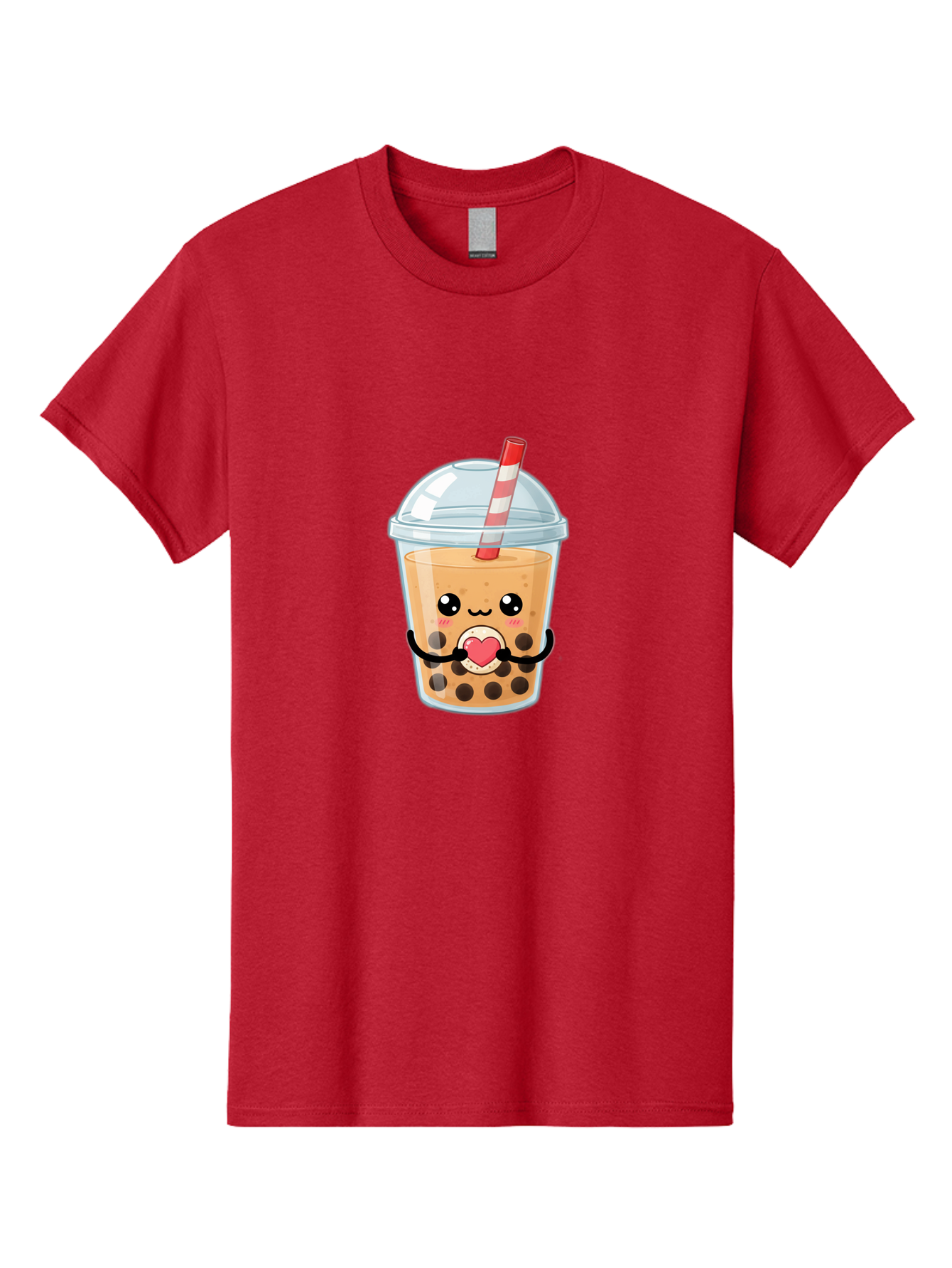 Bubble-Tea-13 Men'S Graphic Tee, 100% Cotton, Comfortable Casual Summer Wear, Machine Washable, Bubble Tea, Boba Drink, Cartoon Beverage, Cute Straw, Kawaii Culture, Heart Symbol, Playful Design, Refreshing Drink, Milk Tea, Tea Lover Bac693 3