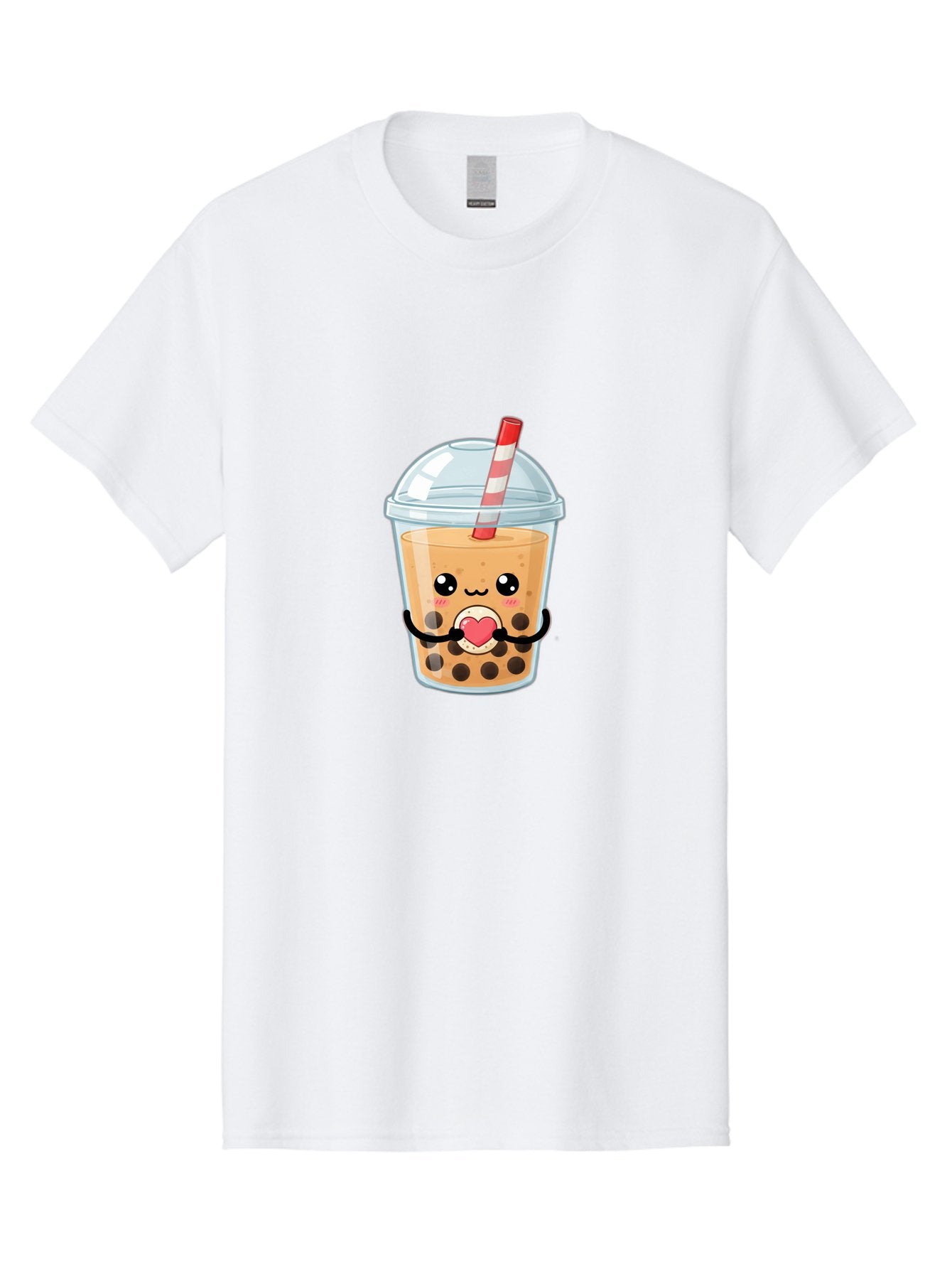 Bubble-Tea-13 Men'S Graphic Tee, 100% Cotton, Comfortable Casual Summer Wear, Machine Washable, Bubble Tea, Boba Drink, Cartoon Beverage, Cute Straw, Kawaii Culture, Heart Symbol, Playful Design, Refreshing Drink, Milk Tea, Tea Lover Bac693 4