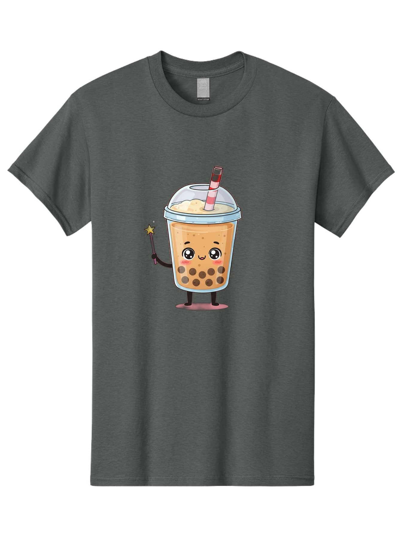 Bubble-Tea-14 Men'S Graphic Tee, 100% Cotton, Comfortable Casual Summer Wear, Machine Washable, Cute Bubble Tea, Cartoon Character, Boba Drink, Magical Wand, Whimsical Design, Adorable Expression, Tea Lover, Animated Beverage, Fantasy Drink, Bac694 15
