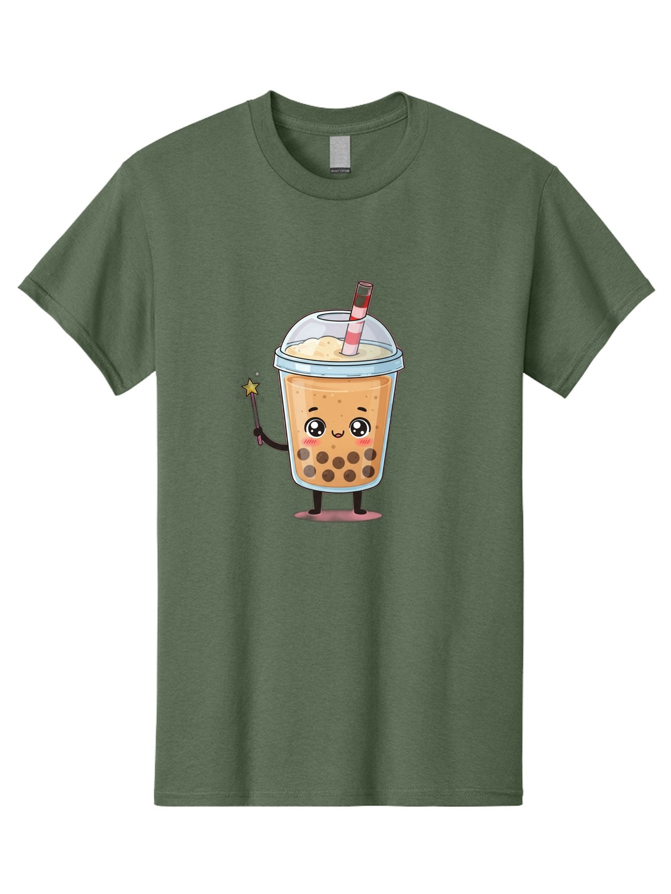 Bubble-Tea-14 Men'S Graphic Tee, 100% Cotton, Comfortable Casual Summer Wear, Machine Washable, Cute Bubble Tea, Cartoon Character, Boba Drink, Magical Wand, Whimsical Design, Adorable Expression, Tea Lover, Animated Beverage, Fantasy Drink, Bac694 6