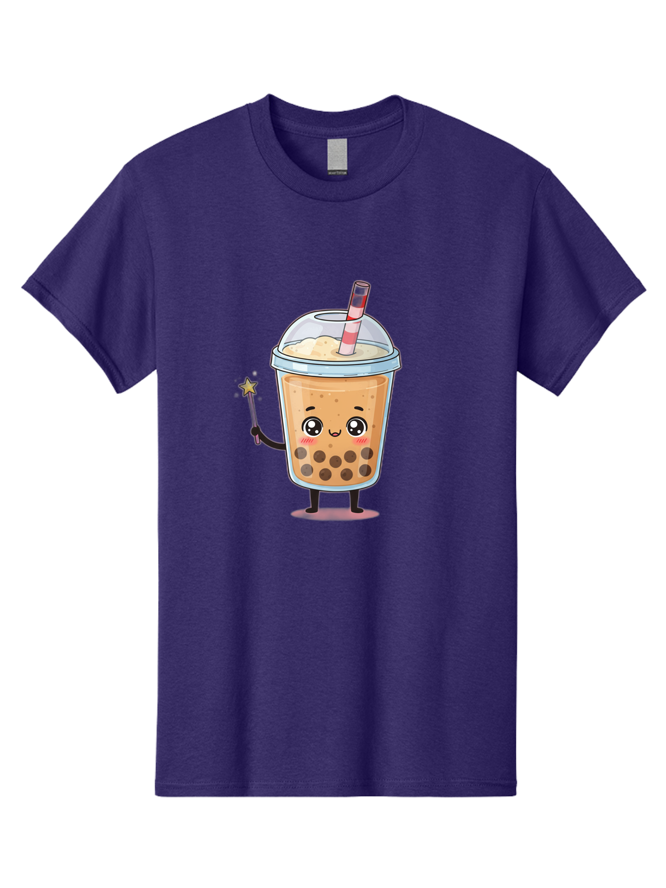 Bubble-Tea-14 Men'S Graphic Tee, 100% Cotton, Comfortable Casual Summer Wear, Machine Washable, Cute Bubble Tea, Cartoon Character, Boba Drink, Magical Wand, Whimsical Design, Adorable Expression, Tea Lover, Animated Beverage, Fantasy Drink, Bac694 12