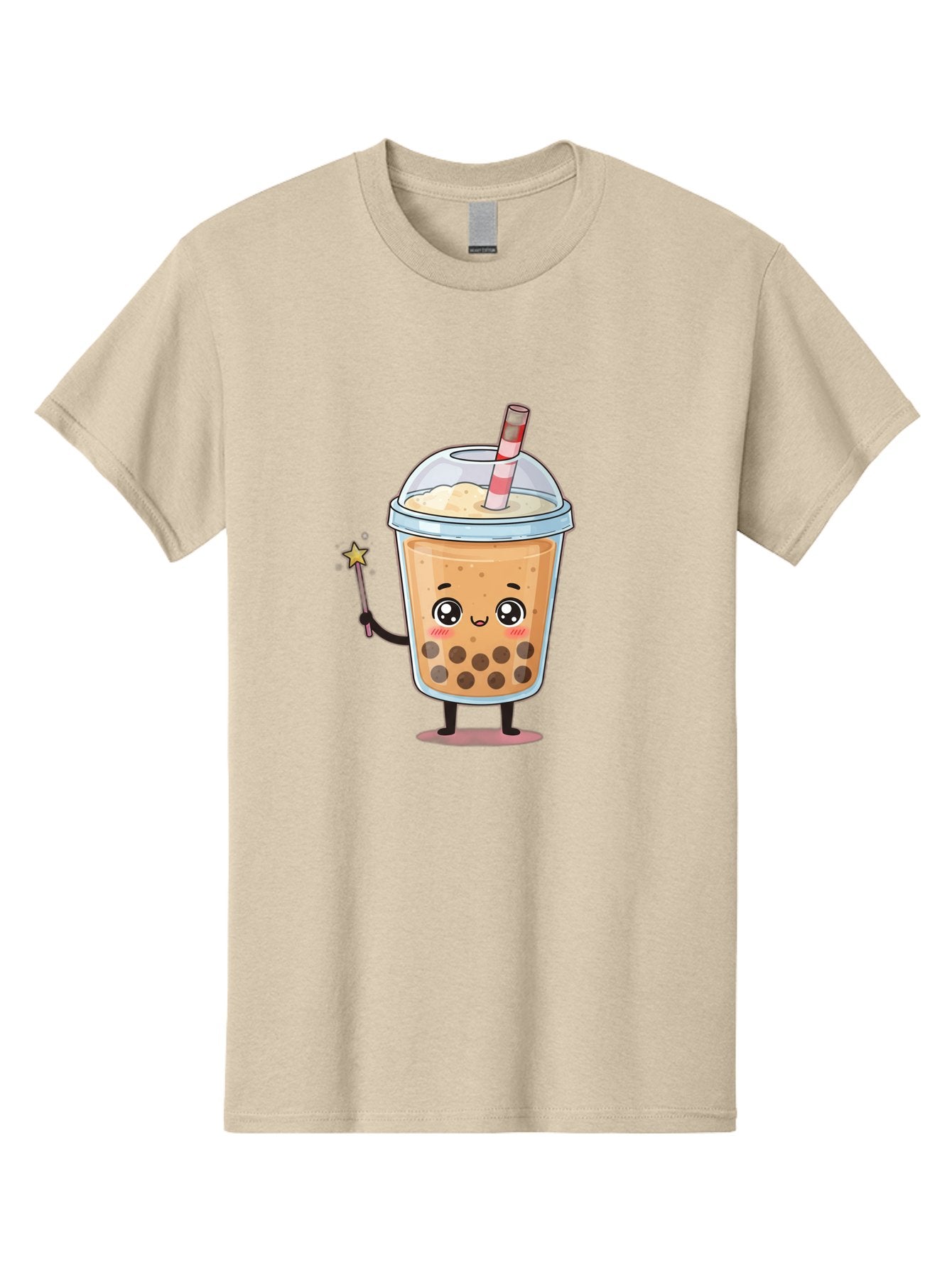 Bubble-Tea-14 Men'S Graphic Tee, 100% Cotton, Comfortable Casual Summer Wear, Machine Washable, Cute Bubble Tea, Cartoon Character, Boba Drink, Magical Wand, Whimsical Design, Adorable Expression, Tea Lover, Animated Beverage, Fantasy Drink, Bac694 5