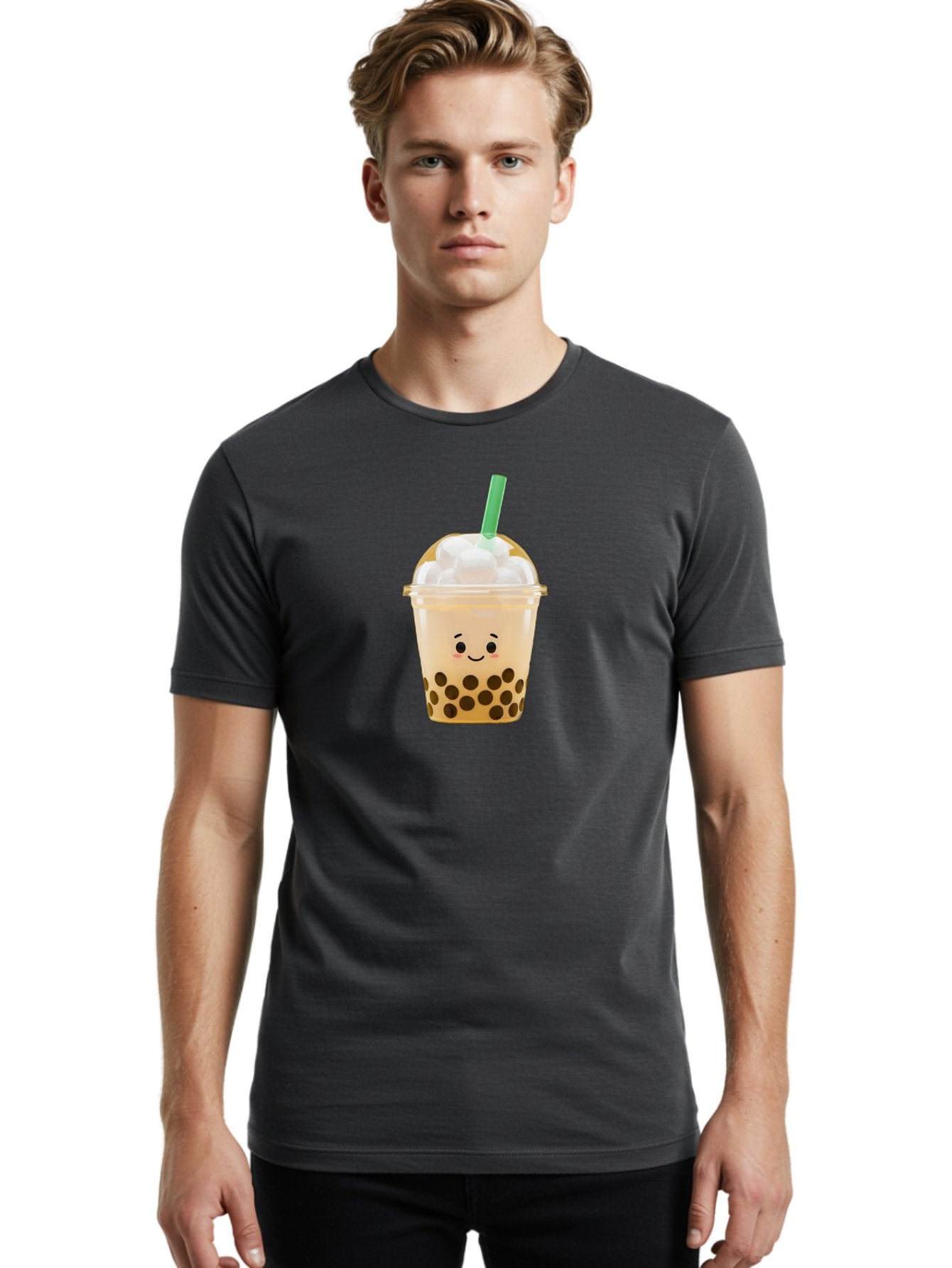 Bubble-Tea-15 Men'S Graphic Tee, 100% Cotton, Comfortable Casual Summer Wear, Machine Washable, Bubble Tea, Boba Drink, Milk Tea, Tapioca Pearls, Whipped Cream, Straw, Kawaii, Cute, Cartoon, Smiling Face, Adorable, Fun, Tasty, Refreshing, Bac695 24