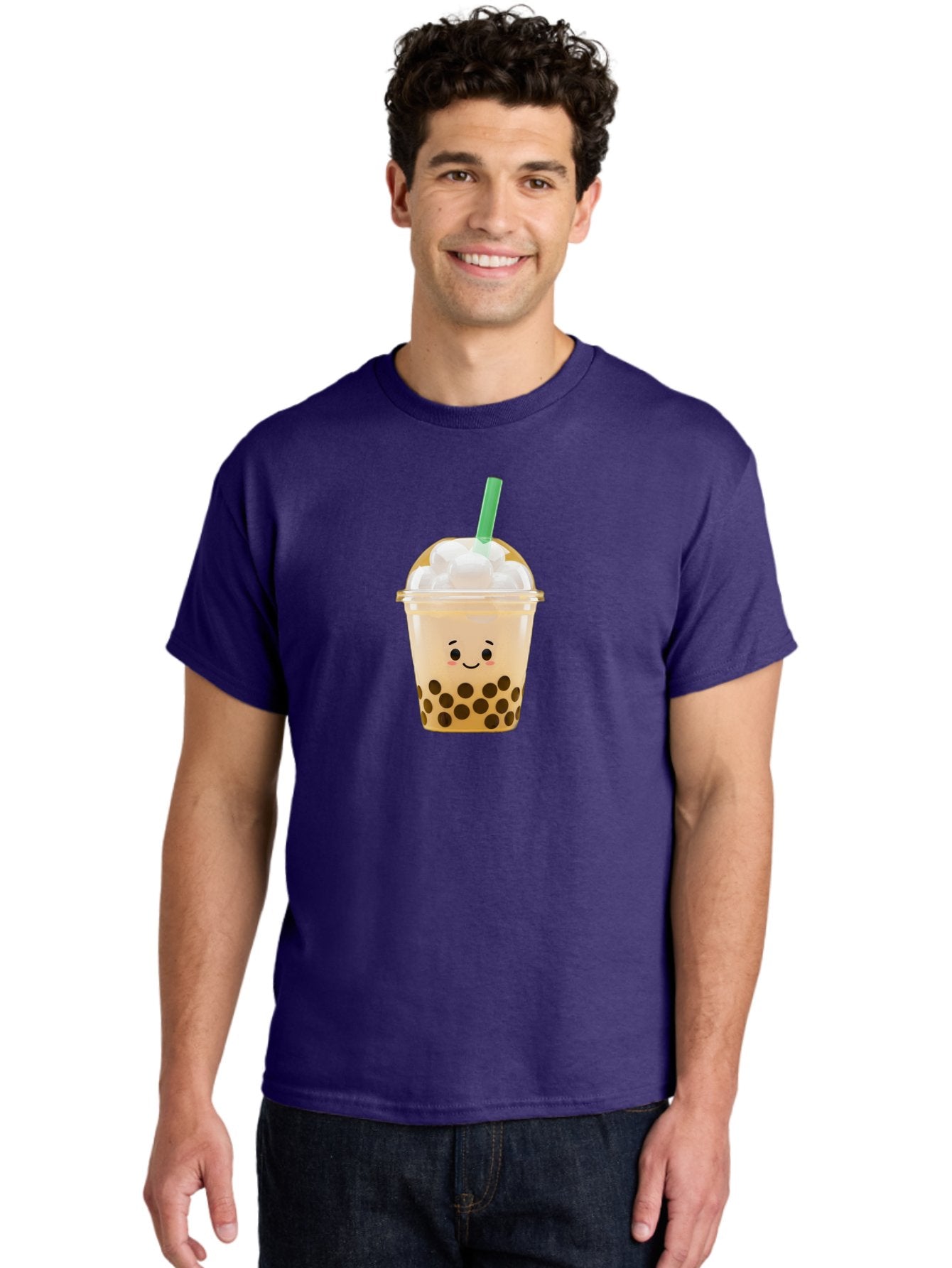 Bubble-Tea-15 Men'S Graphic Tee, 100% Cotton, Comfortable Casual Summer Wear, Machine Washable, Bubble Tea, Boba Drink, Milk Tea, Tapioca Pearls, Whipped Cream, Straw, Kawaii, Cute, Cartoon, Smiling Face, Adorable, Fun, Tasty, Refreshing, Bac695 20