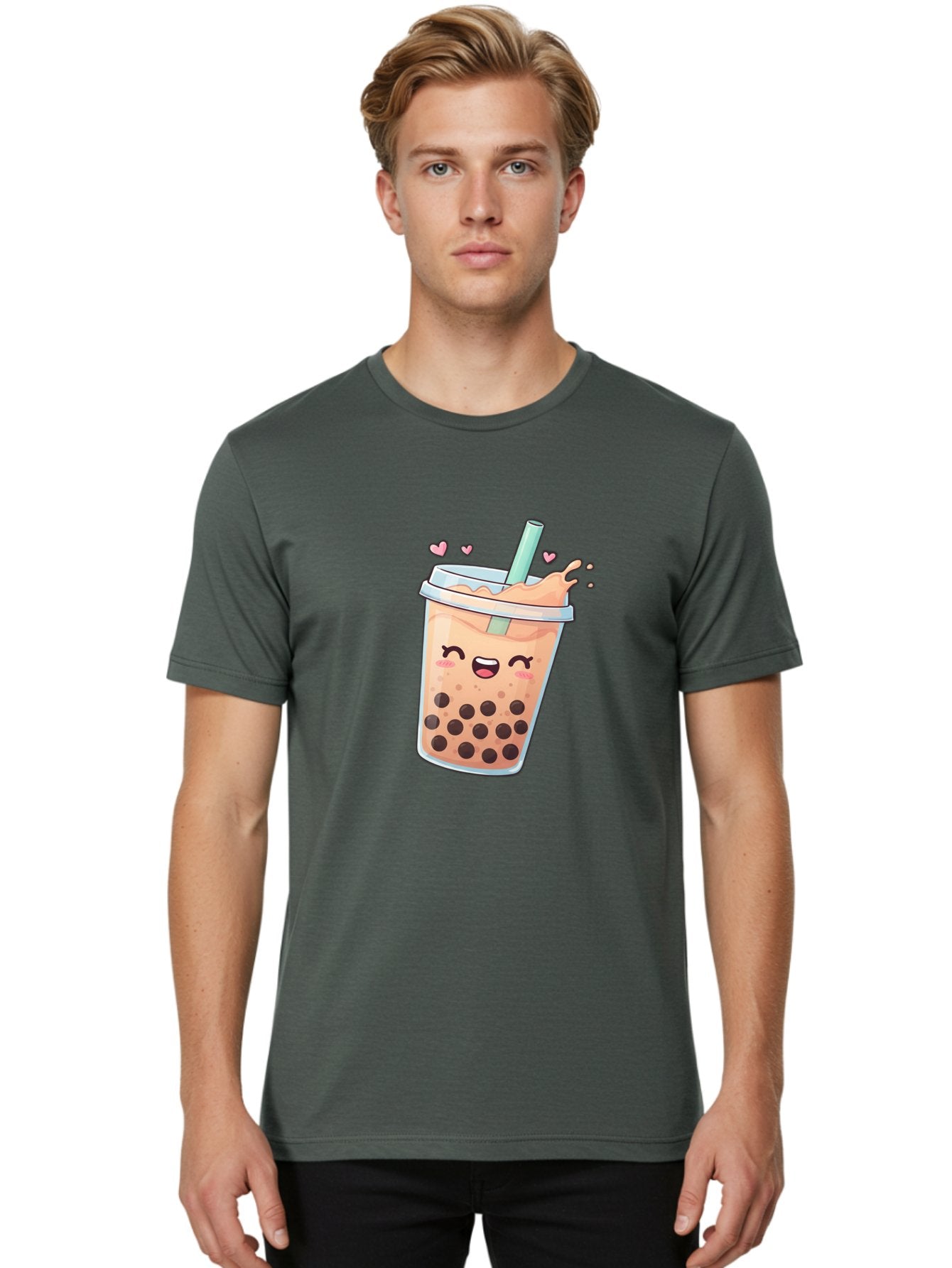 Bubble-Tea-16 Men'S Graphic Tee, 100% Cotton, Comfortable Casual Summer Wear, Machine Washable, Boba Tea, Bubble Tea, Kawaii Drink, Cute Cartoon Beverage, Tea With Boba, Smiling Milk Tea, Adorable Drink, Tea Lover, Boba Love, Refreshing Drink Bac696 19