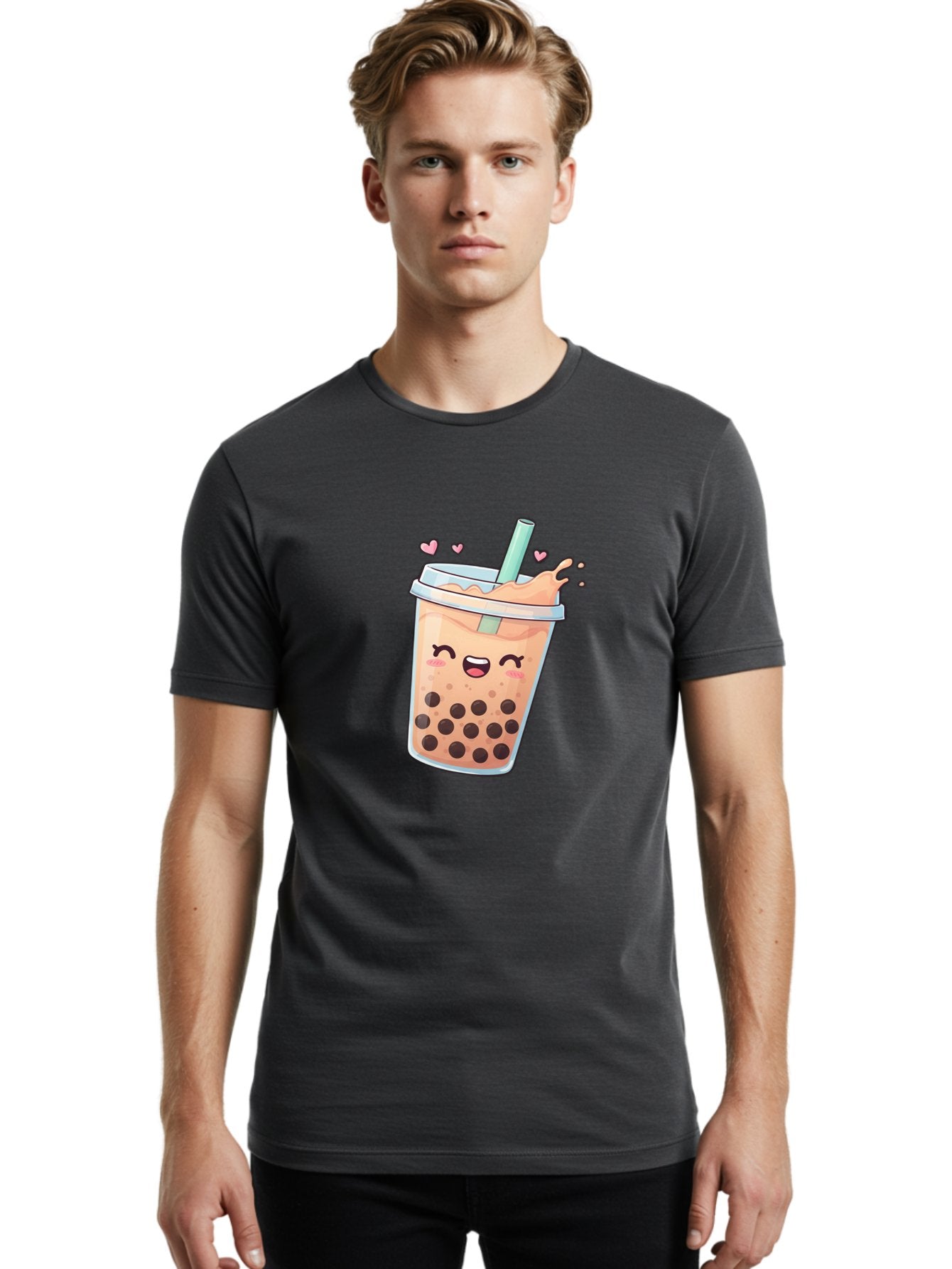 Bubble-Tea-16 Men'S Graphic Tee, 100% Cotton, Comfortable Casual Summer Wear, Machine Washable, Boba Tea, Bubble Tea, Kawaii Drink, Cute Cartoon Beverage, Tea With Boba, Smiling Milk Tea, Adorable Drink, Tea Lover, Boba Love, Refreshing Drink Bac696 22