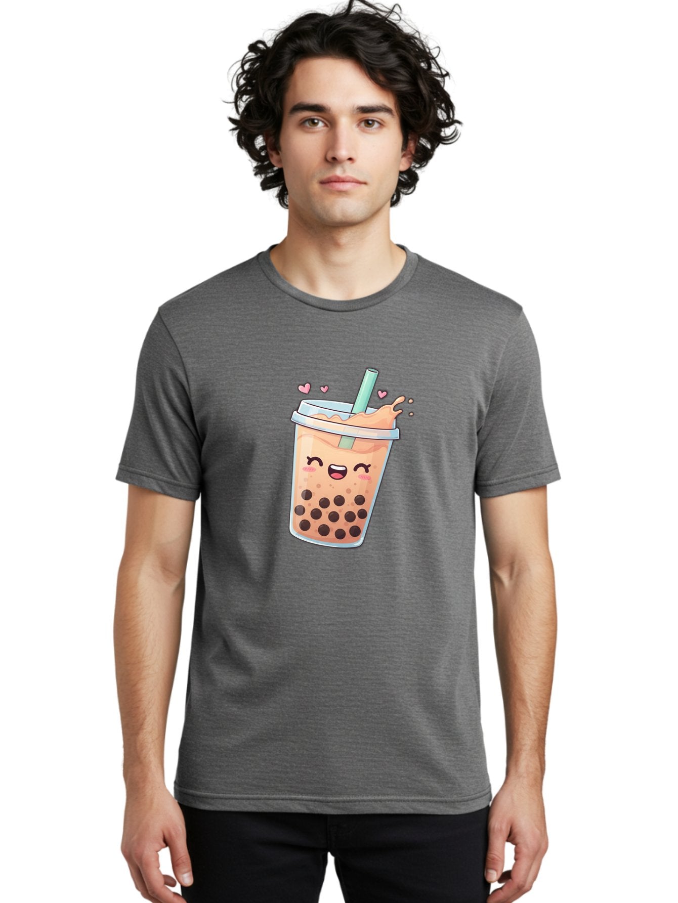 Bubble-Tea-16 Men'S Graphic Tee, 100% Cotton, Comfortable Casual Summer Wear, Machine Washable, Boba Tea, Bubble Tea, Kawaii Drink, Cute Cartoon Beverage, Tea With Boba, Smiling Milk Tea, Adorable Drink, Tea Lover, Boba Love, Refreshing Drink Bac696 17