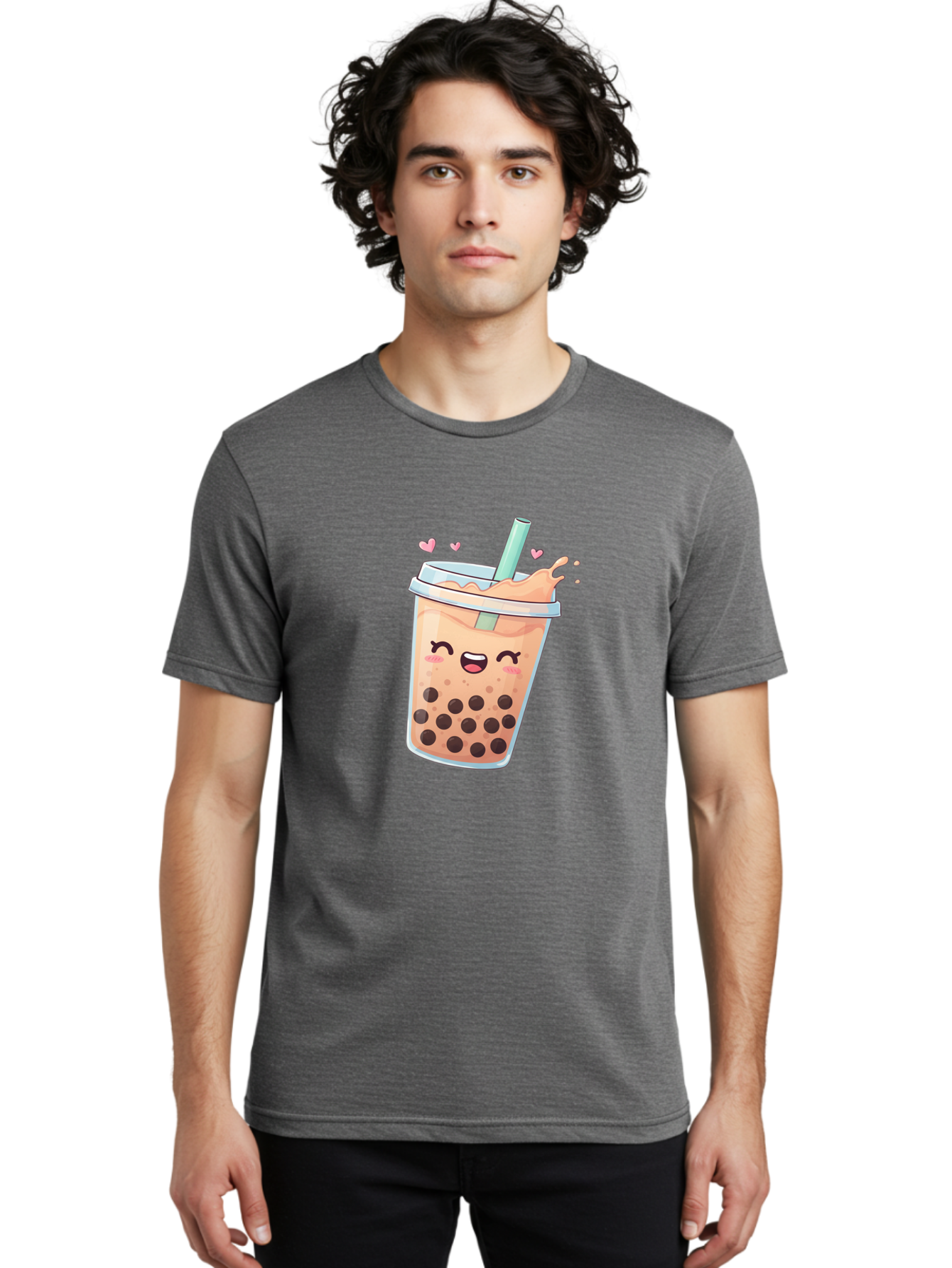 Bubble-Tea-16 Men'S Graphic Tee, 100% Cotton, Comfortable Casual Summer Wear, Machine Washable, Boba Tea, Bubble Tea, Kawaii Drink, Cute Cartoon Beverage, Tea With Boba, Smiling Milk Tea, Adorable Drink, Tea Lover, Boba Love, Refreshing Drink Bac696 29