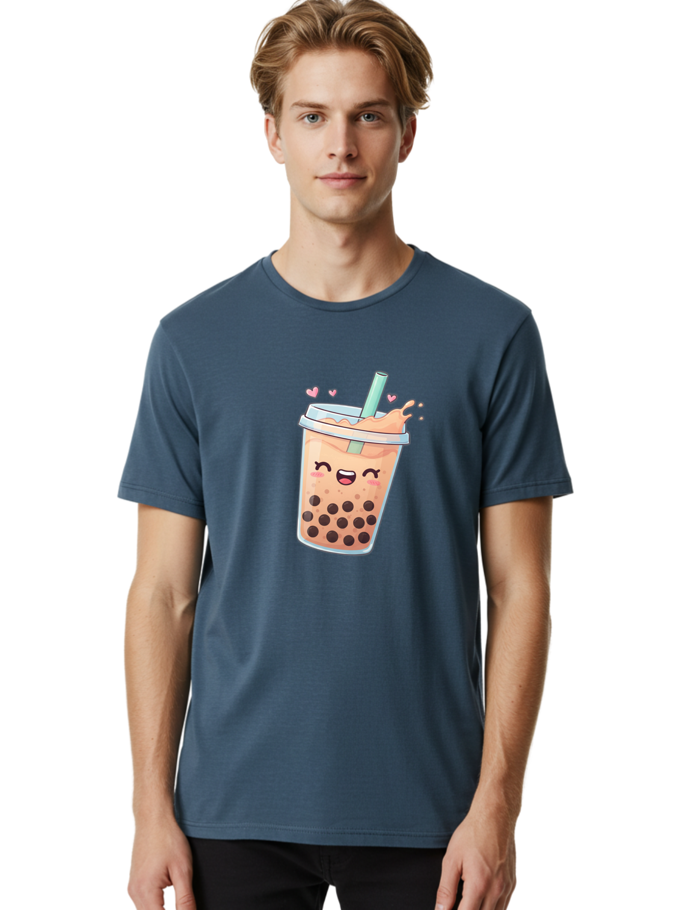 Bubble-Tea-16 Men'S Graphic Tee, 100% Cotton, Comfortable Casual Summer Wear, Machine Washable, Boba Tea, Bubble Tea, Kawaii Drink, Cute Cartoon Beverage, Tea With Boba, Smiling Milk Tea, Adorable Drink, Tea Lover, Boba Love, Refreshing Drink Bac696 19