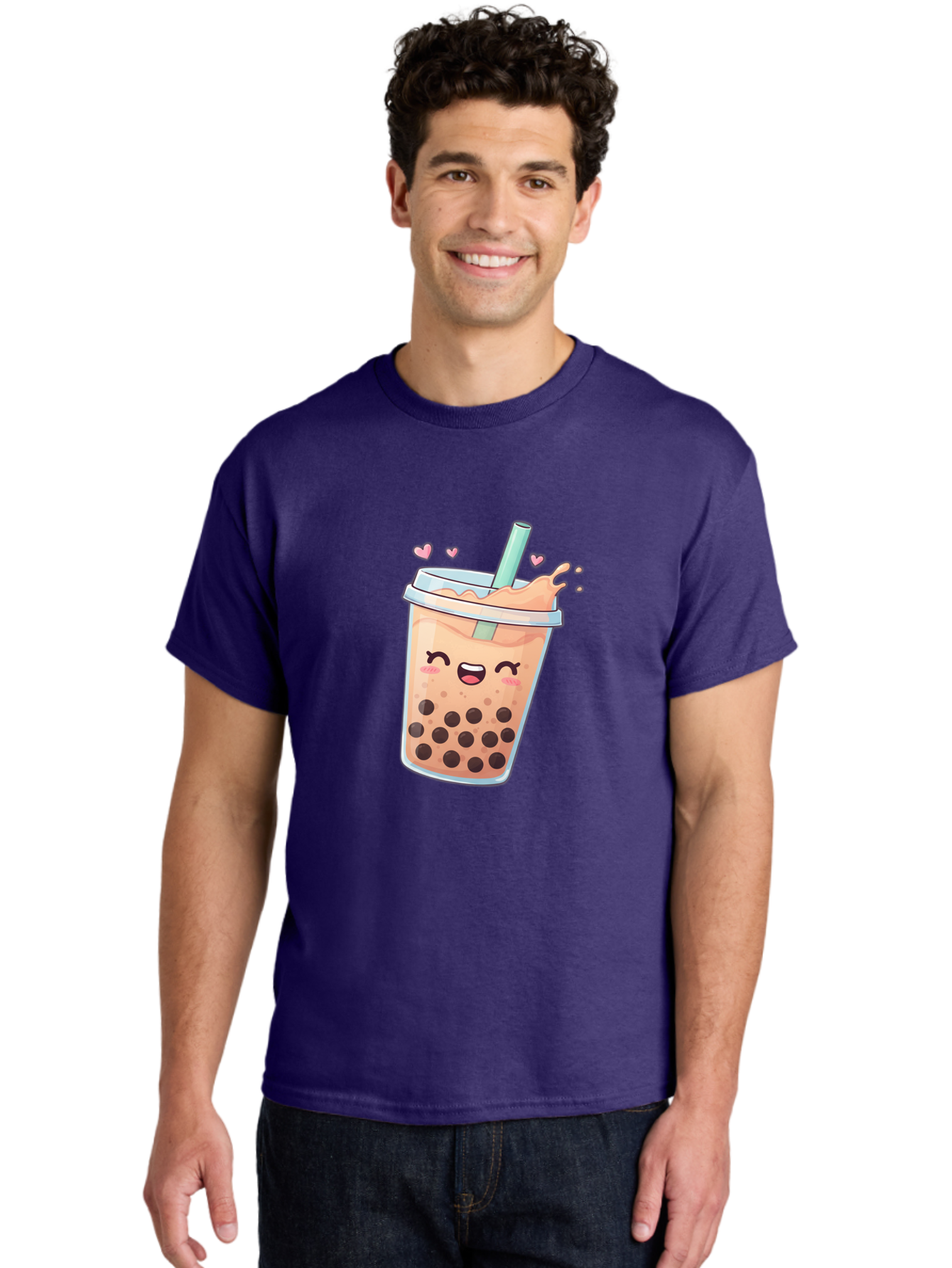 Bubble-Tea-16 Men'S Graphic Tee, 100% Cotton, Comfortable Casual Summer Wear, Machine Washable, Boba Tea, Bubble Tea, Kawaii Drink, Cute Cartoon Beverage, Tea With Boba, Smiling Milk Tea, Adorable Drink, Tea Lover, Boba Love, Refreshing Drink Bac696 28