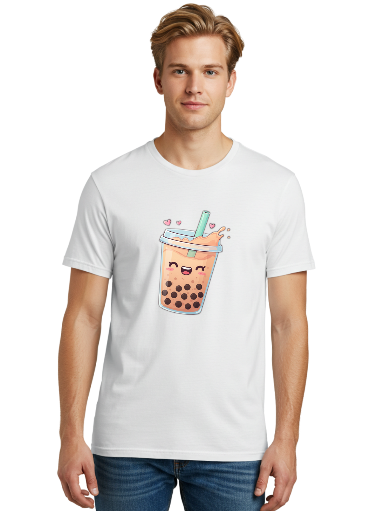 Bubble-Tea-16 Men'S Graphic Tee, 100% Cotton, Comfortable Casual Summer Wear, Machine Washable, Boba Tea, Bubble Tea, Kawaii Drink, Cute Cartoon Beverage, Tea With Boba, Smiling Milk Tea, Adorable Drink, Tea Lover, Boba Love, Refreshing Drink Bac696 21