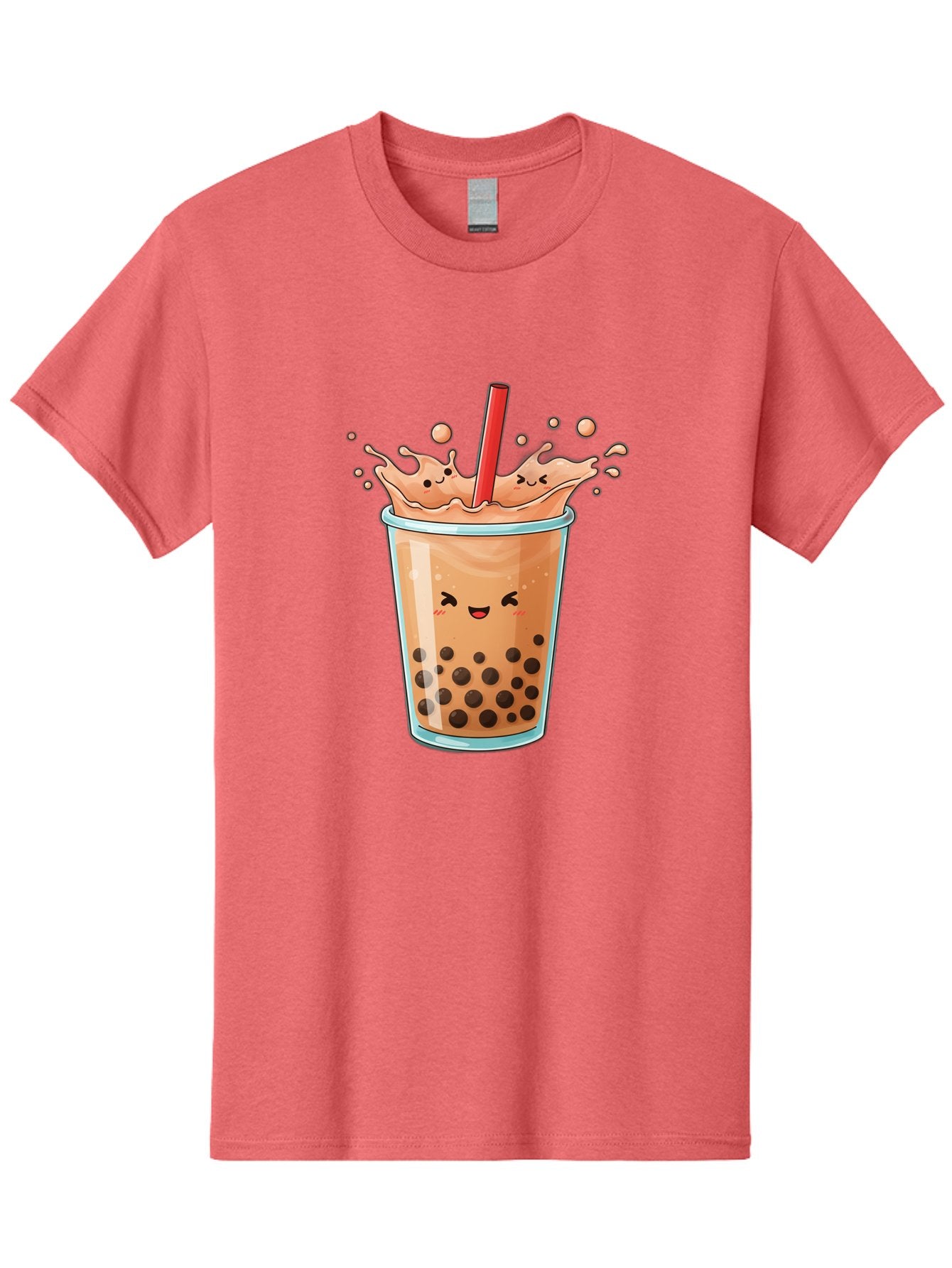 Bubble-Tea-17 Men'S Graphic Tee, 100% Cotton, Comfortable Casual Summer Wear, Machine Washable, Boba Tea With Straw, Cartoon Bubble Tea, Milk Tea With Bubbles, Cute Drink, Boba Drink, Tapioca Pearls, Kawaii Bubble Tea, Smiling Tea Bac697 4