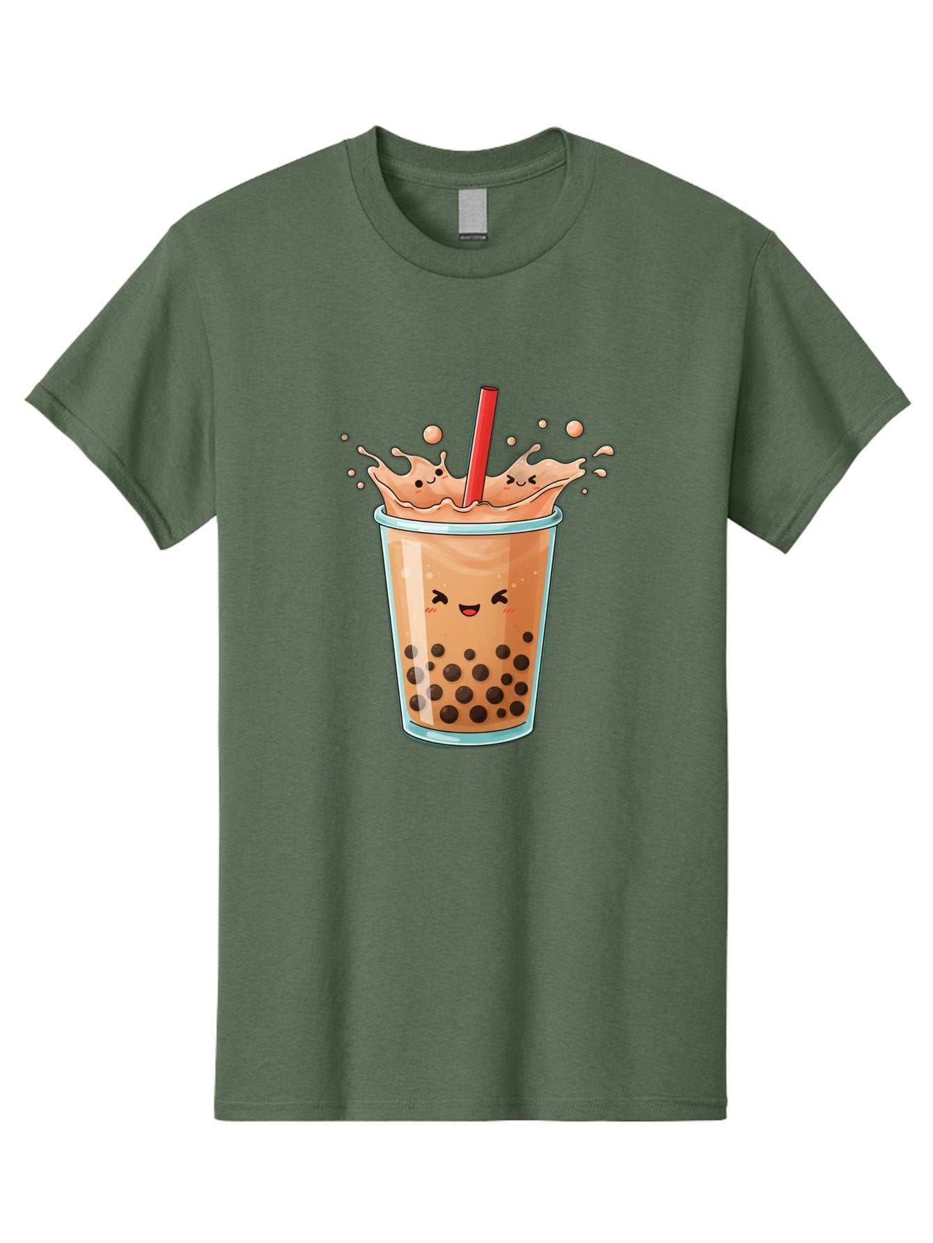Bubble-Tea-17 Men'S Graphic Tee, 100% Cotton, Comfortable Casual Summer Wear, Machine Washable, Boba Tea With Straw, Cartoon Bubble Tea, Milk Tea With Bubbles, Cute Drink, Boba Drink, Tapioca Pearls, Kawaii Bubble Tea, Smiling Tea Bac697