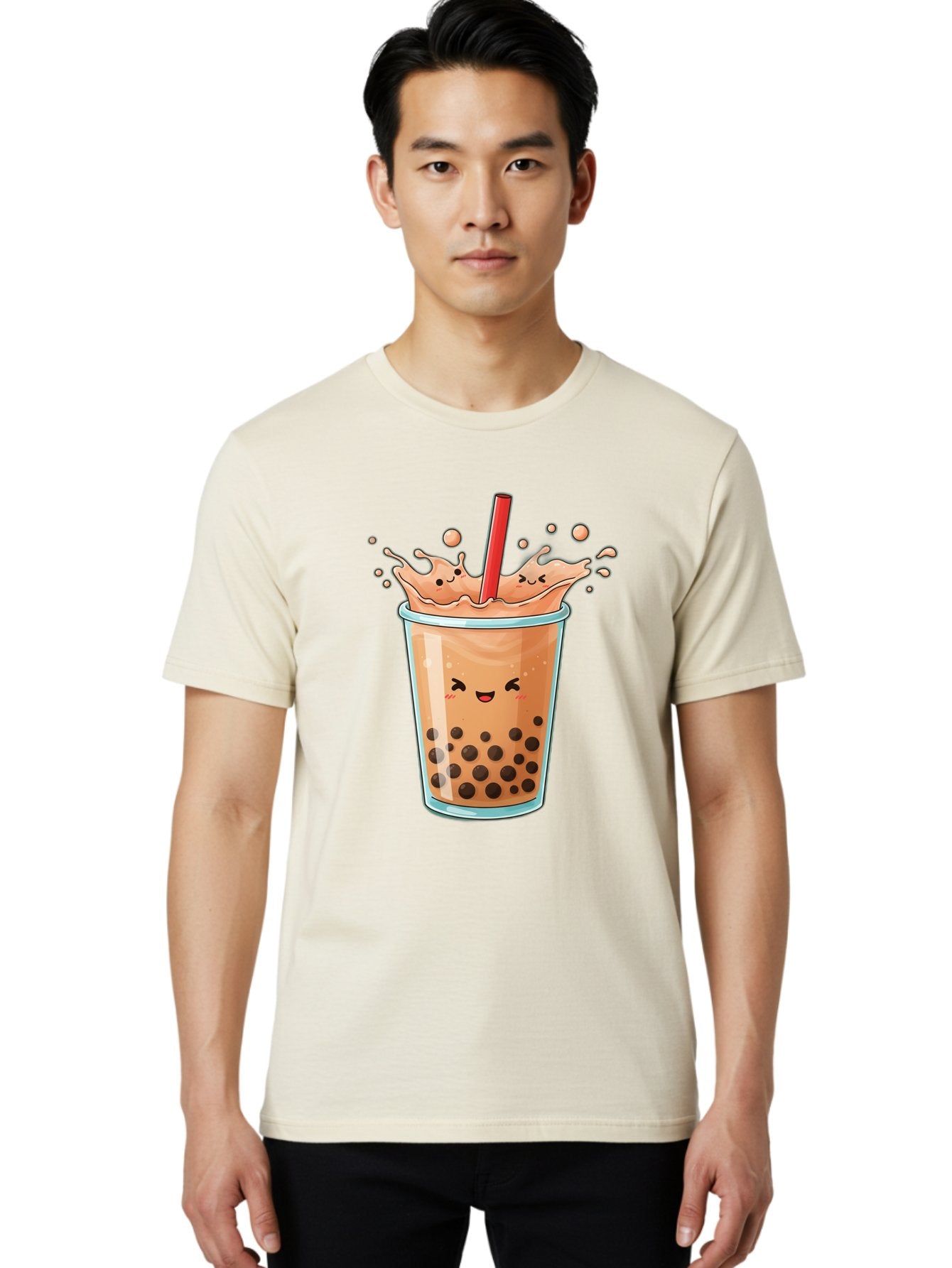 Bubble-Tea-17 Men'S Graphic Tee, 100% Cotton, Comfortable Casual Summer Wear, Machine Washable, Boba Tea With Straw, Cartoon Bubble Tea, Milk Tea With Bubbles, Cute Drink, Boba Drink, Tapioca Pearls, Kawaii Bubble Tea, Smiling Tea Bac697 28