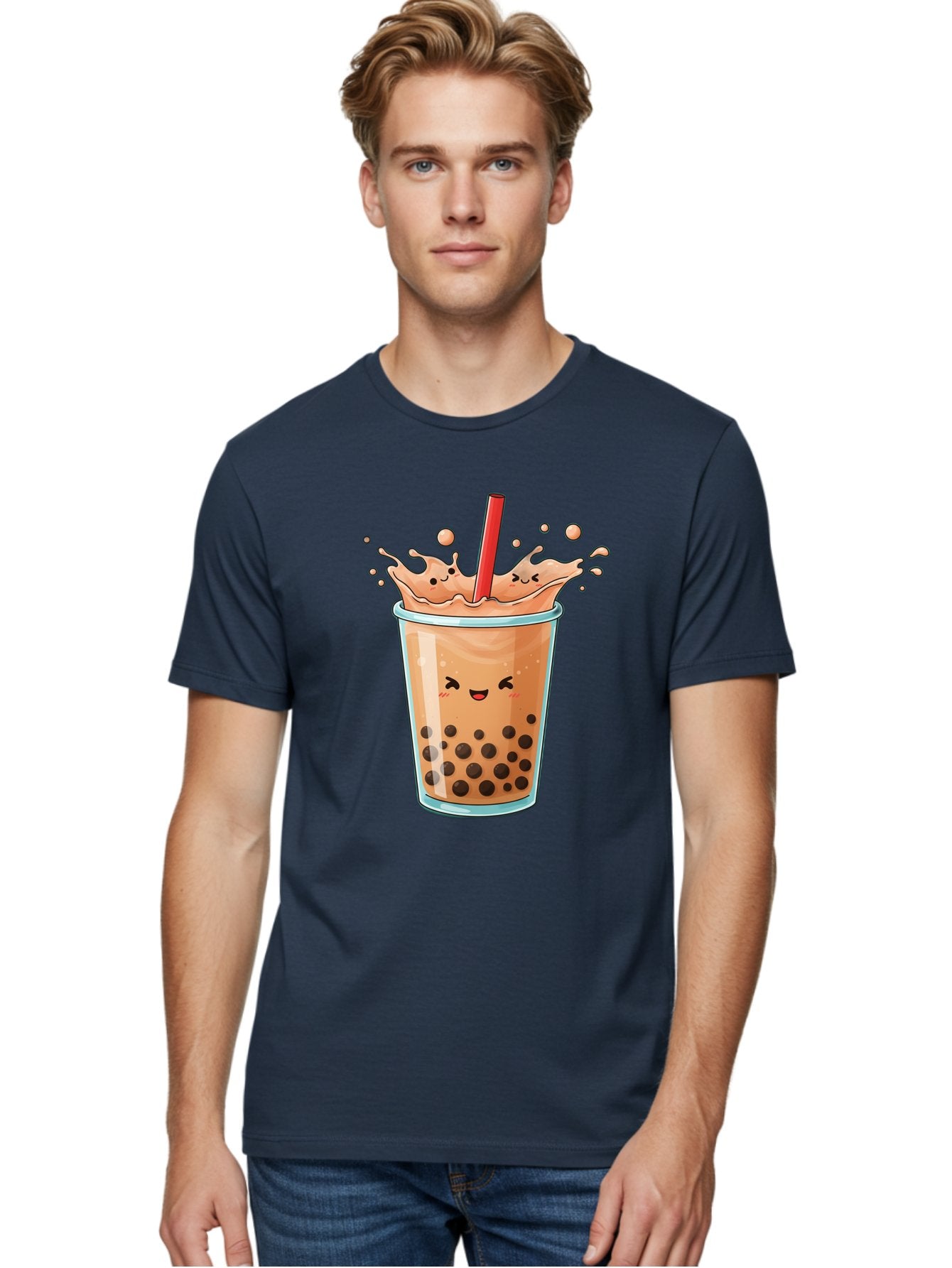 Bubble-Tea-17 Men'S Graphic Tee, 100% Cotton, Comfortable Casual Summer Wear, Machine Washable, Boba Tea With Straw, Cartoon Bubble Tea, Milk Tea With Bubbles, Cute Drink, Boba Drink, Tapioca Pearls, Kawaii Bubble Tea, Smiling Tea Bac697 22