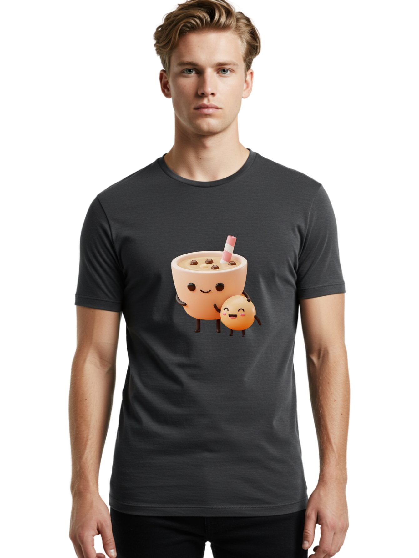 Bubble-Tea-18 Men'S Graphic Tee, 100% Cotton, Comfortable Casual Summer Wear, Machine Washable, Cartoon Boba Tea, Smiling Tea Cup, Boba Friends, Kawaii Characters, Milk Tea, Tapioca Pearls, Adorable Illustration, Funny Bubble Tea Bac698 20