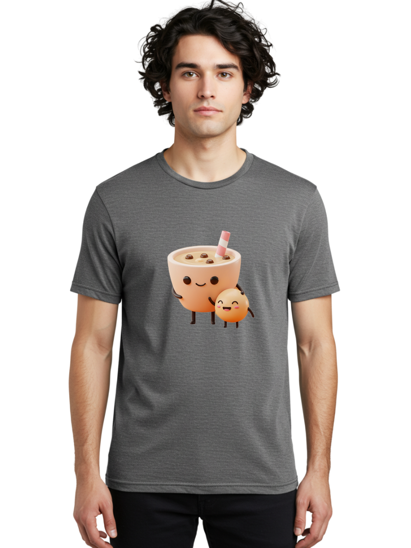 Bubble-Tea-18 Men'S Graphic Tee, 100% Cotton, Comfortable Casual Summer Wear, Machine Washable, Cartoon Boba Tea, Smiling Tea Cup, Boba Friends, Kawaii Characters, Milk Tea, Tapioca Pearls, Adorable Illustration, Funny Bubble Tea Bac698 17