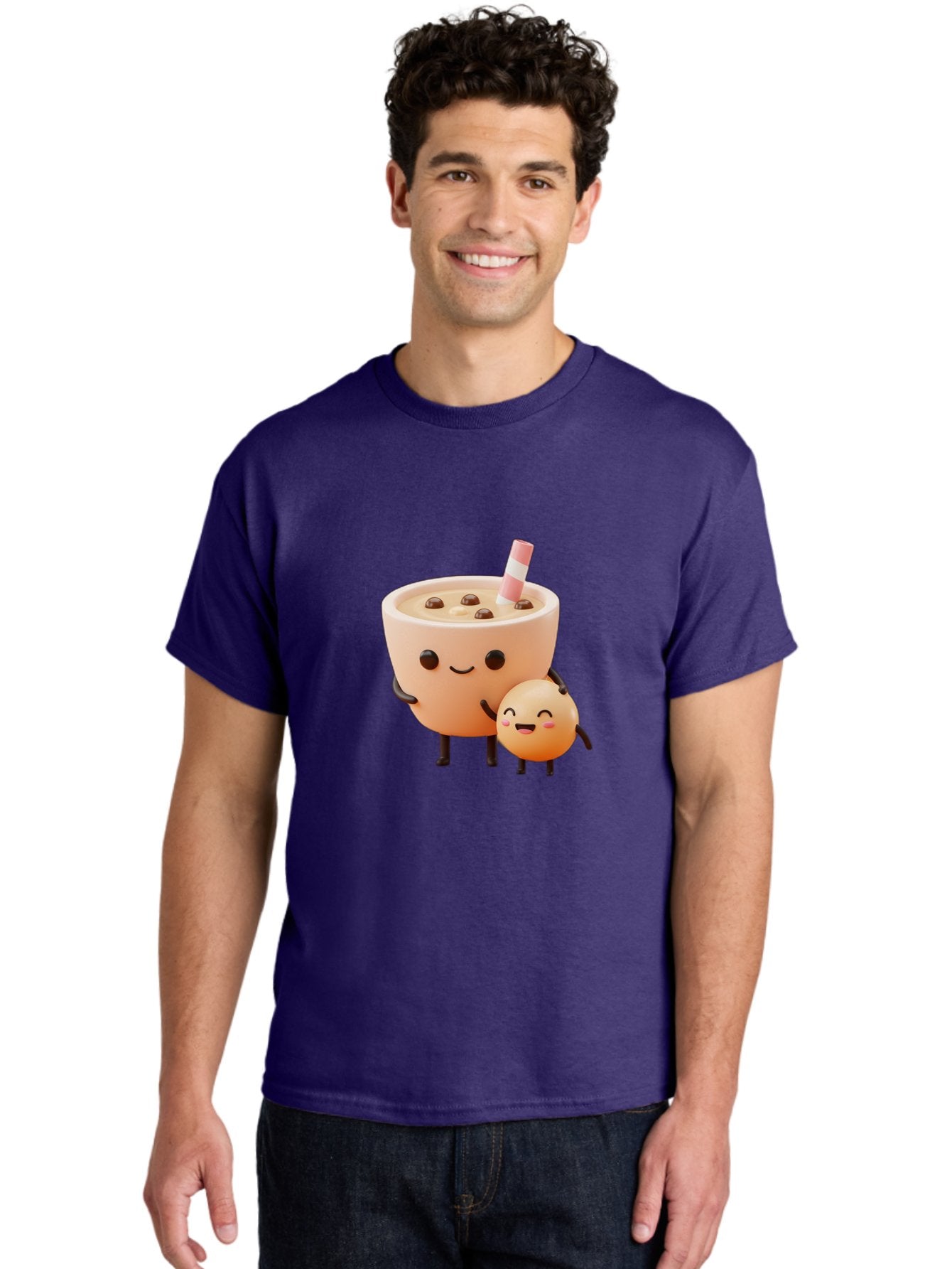 Bubble-Tea-18 Men'S Graphic Tee, 100% Cotton, Comfortable Casual Summer Wear, Machine Washable, Cartoon Boba Tea, Smiling Tea Cup, Boba Friends, Kawaii Characters, Milk Tea, Tapioca Pearls, Adorable Illustration, Funny Bubble Tea Bac698 19