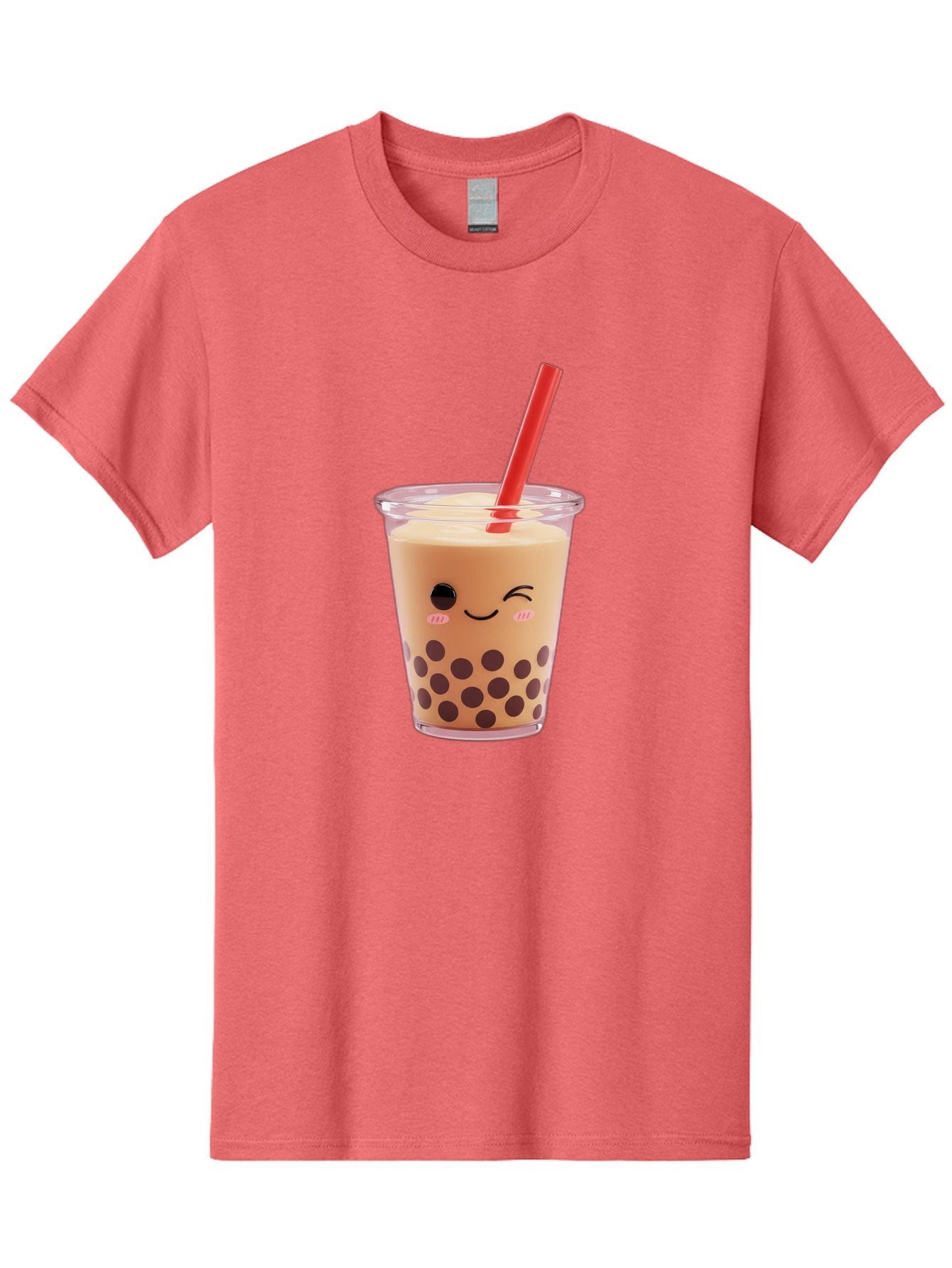 Bubble-Tea-19 Men'S Graphic Tee, 100% Cotton, Comfortable Casual Summer Wear, Machine Washable, Bubble Tea, Boba Tea, Milk Tea, Tapioca Pearls, Kawaii, Cute Drink, Tea Drink, Red Straw, Smiling Face, Adorable Beverage, Trendy Drink Bac699 5