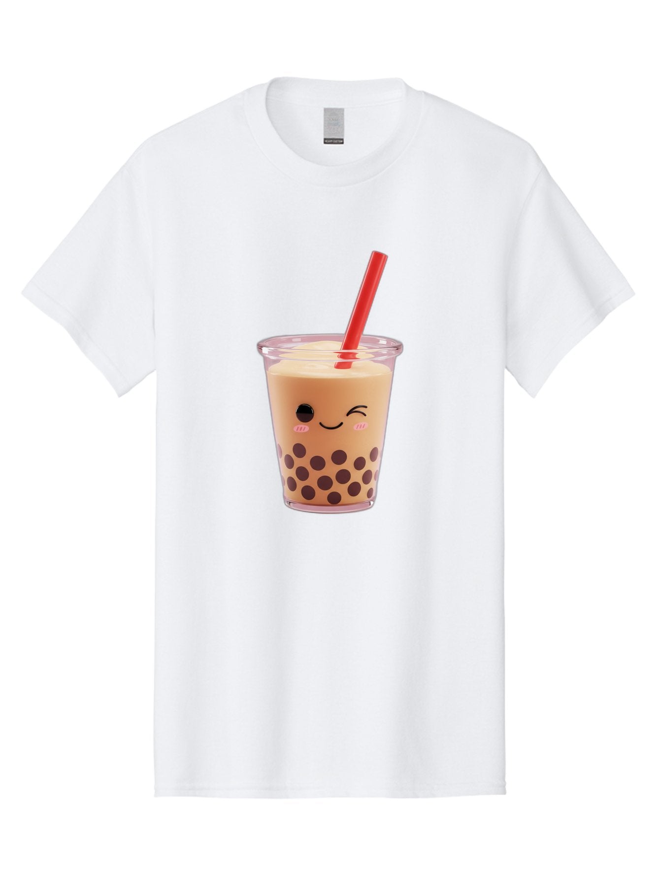 Bubble-Tea-19 Men'S Graphic Tee, 100% Cotton, Comfortable Casual Summer Wear, Machine Washable, Bubble Tea, Boba Tea, Milk Tea, Tapioca Pearls, Kawaii, Cute Drink, Tea Drink, Red Straw, Smiling Face, Adorable Beverage, Trendy Drink Bac699 15