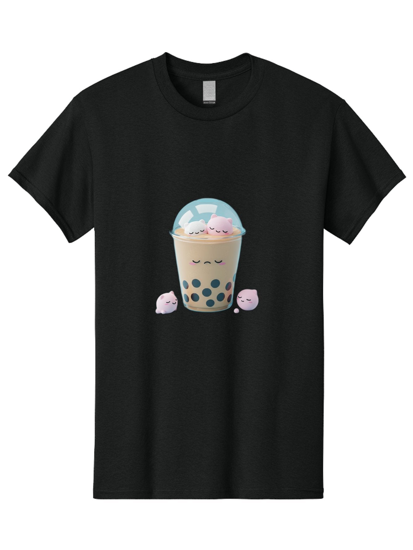 Bubble-Tea-2 Men'S Graphic Tee, 100% Cotton, Comfortable Casual Summer Wear, Machine Washable, Bubble Tea Drink, Milk Tea, Boba, Cute Beverage, Cartoon Illustration, Adorable Characters, Smiling Faces, Peaceful Atmosphere, Sweet Treats, Bac700