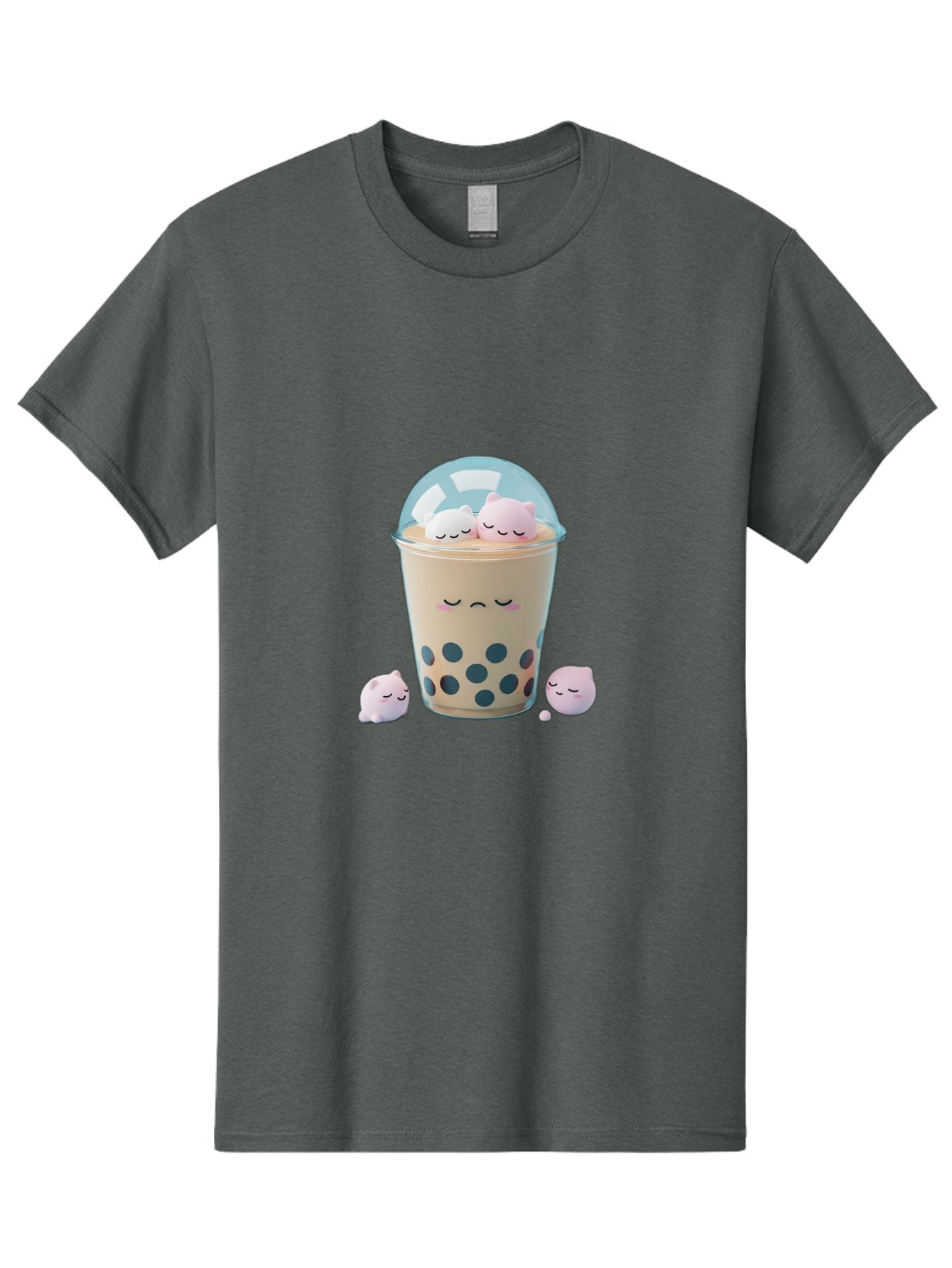 Bubble-Tea-2 Men'S Graphic Tee, 100% Cotton, Comfortable Casual Summer Wear, Machine Washable, Bubble Tea Drink, Milk Tea, Boba, Cute Beverage, Cartoon Illustration, Adorable Characters, Smiling Faces, Peaceful Atmosphere, Sweet Treats, Bac700 14