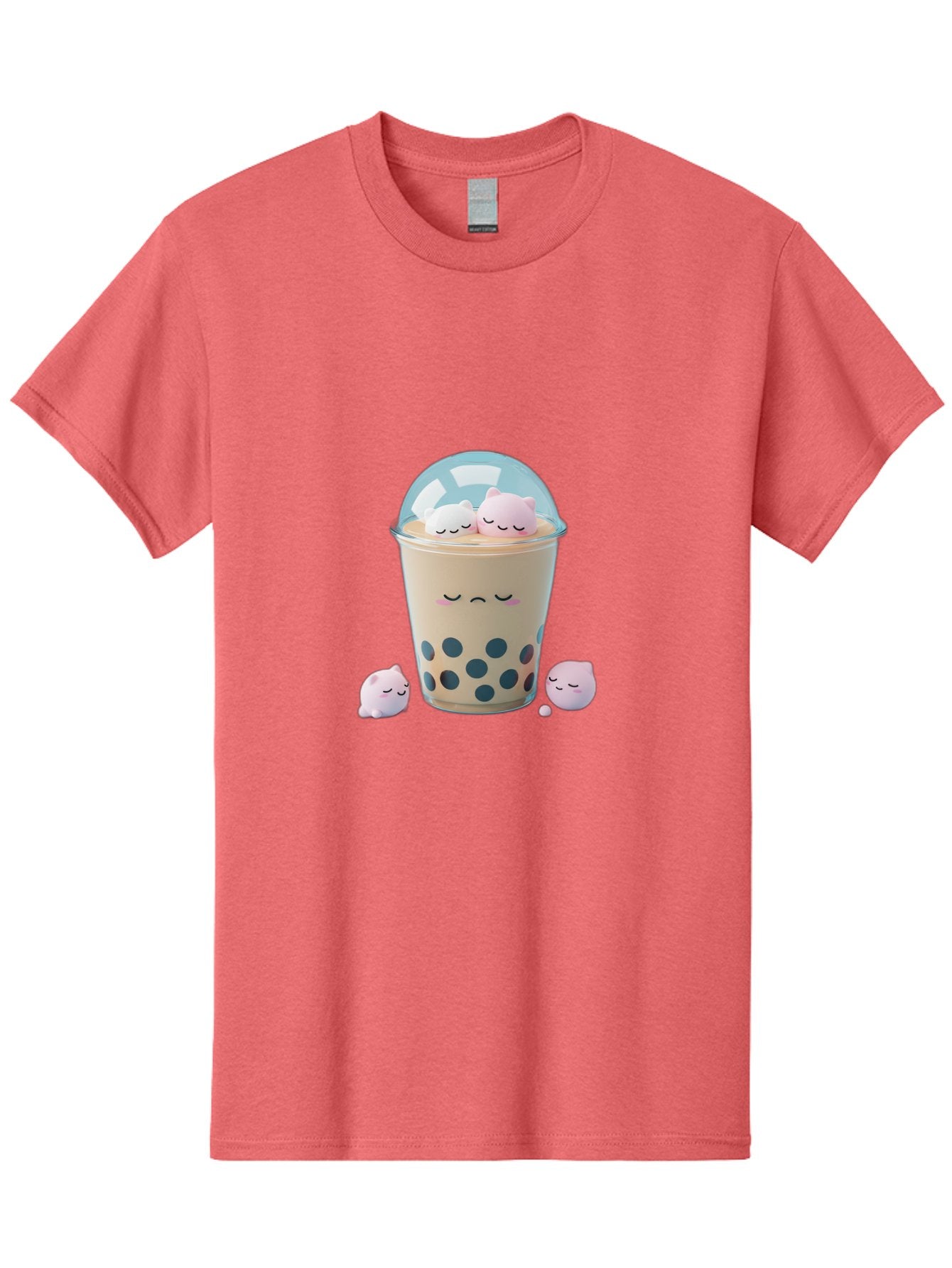 Bubble-Tea-2 Men'S Graphic Tee, 100% Cotton, Comfortable Casual Summer Wear, Machine Washable, Bubble Tea Drink, Milk Tea, Boba, Cute Beverage, Cartoon Illustration, Adorable Characters, Smiling Faces, Peaceful Atmosphere, Sweet Treats, Bac700