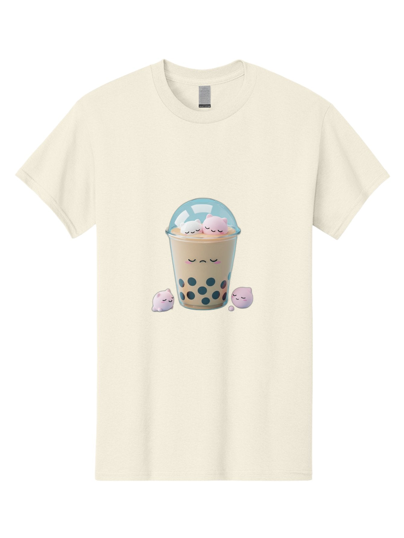 Bubble-Tea-2 Men'S Graphic Tee, 100% Cotton, Comfortable Casual Summer Wear, Machine Washable, Bubble Tea Drink, Milk Tea, Boba, Cute Beverage, Cartoon Illustration, Adorable Characters, Smiling Faces, Peaceful Atmosphere, Sweet Treats, Bac700 12