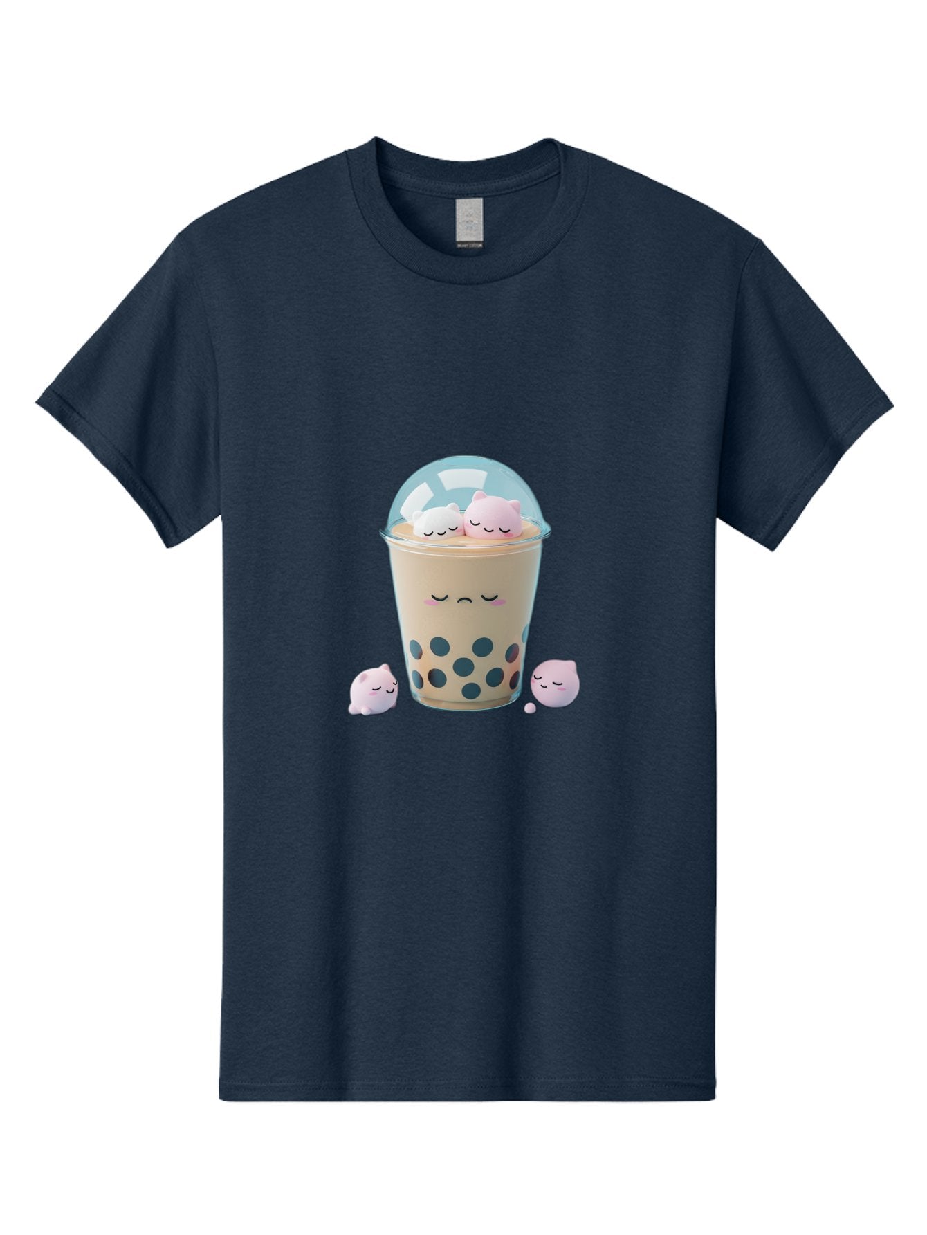 Bubble-Tea-2 Men'S Graphic Tee, 100% Cotton, Comfortable Casual Summer Wear, Machine Washable, Bubble Tea Drink, Milk Tea, Boba, Cute Beverage, Cartoon Illustration, Adorable Characters, Smiling Faces, Peaceful Atmosphere, Sweet Treats, Bac700 4