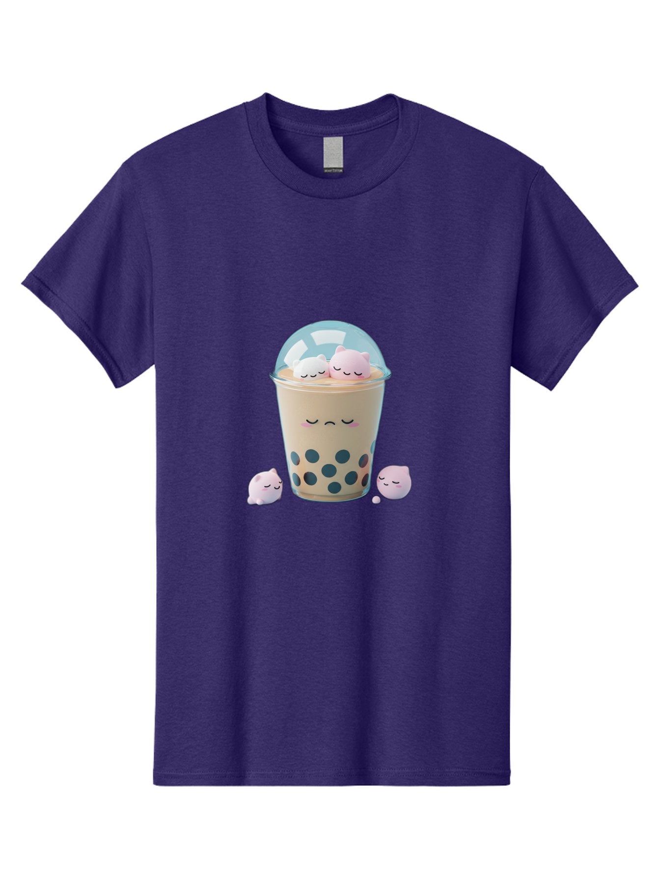 Bubble-Tea-2 Men'S Graphic Tee, 100% Cotton, Comfortable Casual Summer Wear, Machine Washable, Bubble Tea Drink, Milk Tea, Boba, Cute Beverage, Cartoon Illustration, Adorable Characters, Smiling Faces, Peaceful Atmosphere, Sweet Treats, Bac700 15