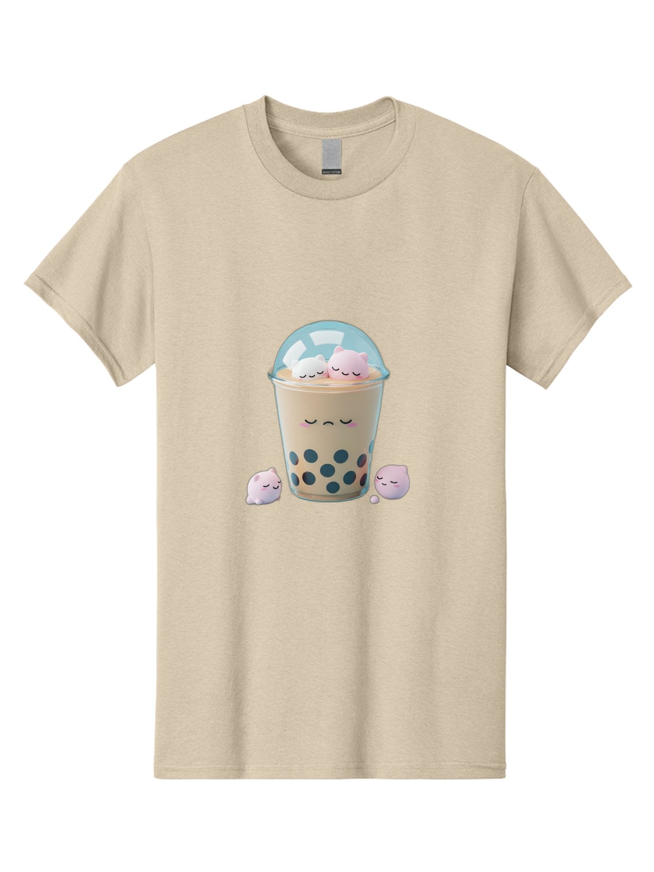 Bubble-Tea-2 Men'S Graphic Tee, 100% Cotton, Comfortable Casual Summer Wear, Machine Washable, Bubble Tea Drink, Milk Tea, Boba, Cute Beverage, Cartoon Illustration, Adorable Characters, Smiling Faces, Peaceful Atmosphere, Sweet Treats, Bac700 5
