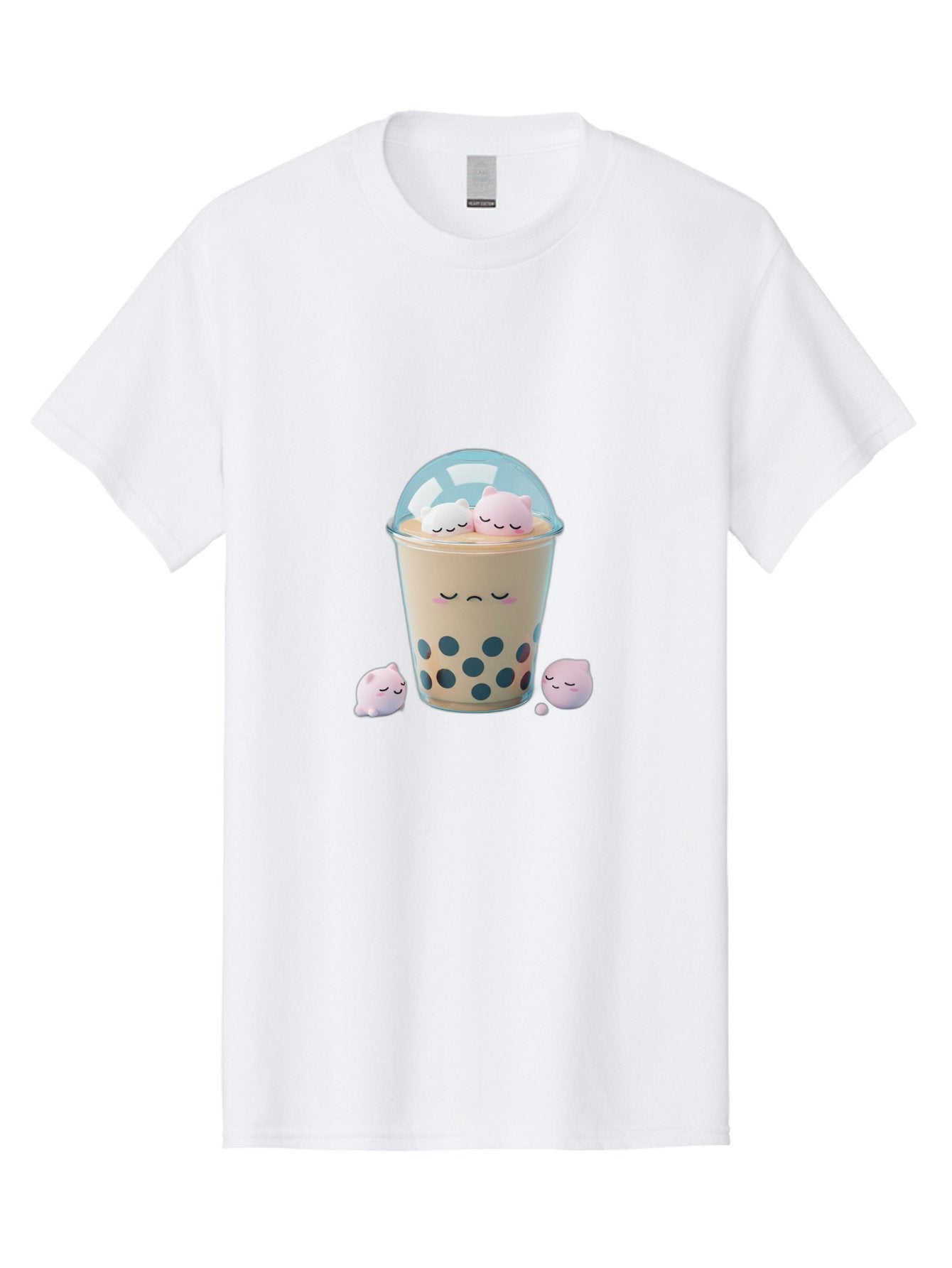 Bubble-Tea-2 Men'S Graphic Tee, 100% Cotton, Comfortable Casual Summer Wear, Machine Washable, Bubble Tea Drink, Milk Tea, Boba, Cute Beverage, Cartoon Illustration, Adorable Characters, Smiling Faces, Peaceful Atmosphere, Sweet Treats, Bac700 6