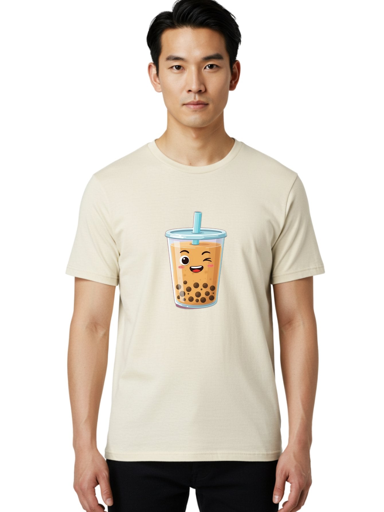 Bubble-Tea-20 Men'S Graphic Tee, 100% Cotton, Comfortable Casual Summer Wear, Machine Washable, Bubble Tea, Boba Drink, Cartoon Illustration, Smiling Face, Happy Beverage, Milk Tea, Tapioca Pearls, Kawaii Culture, Cute Straw, Refreshing Drink Bac701 28