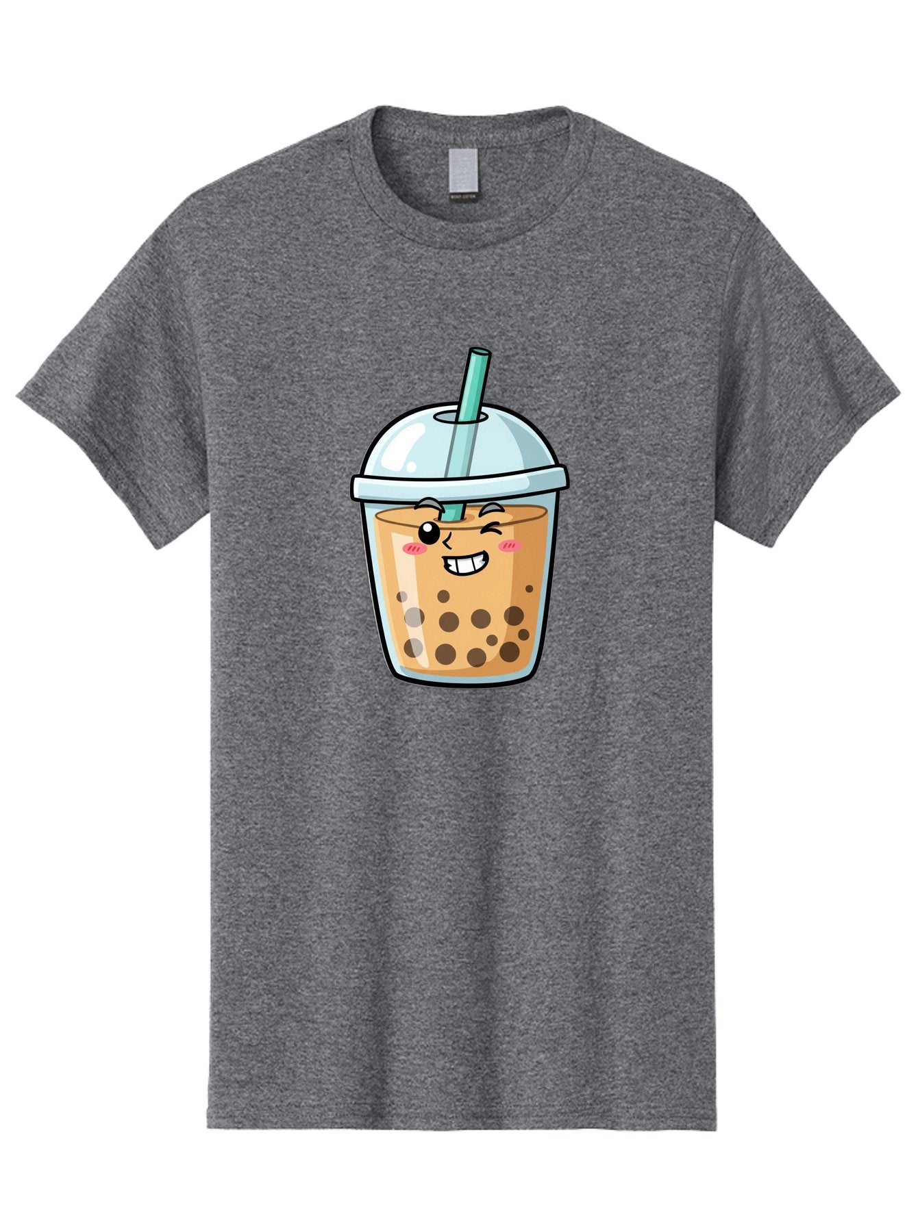 Bubble-Tea-22 Men'S Graphic Tee, 100% Cotton, Comfortable Casual Summer Wear, Machine Washable, Boba Tea, Cartoon Bubble Tea, Smiling Drink, Tea With Straw, Milk Tea, Tea Bubbles, Winking Face, Cute Beverage, Fun Drink, Playful Tea, Bac703