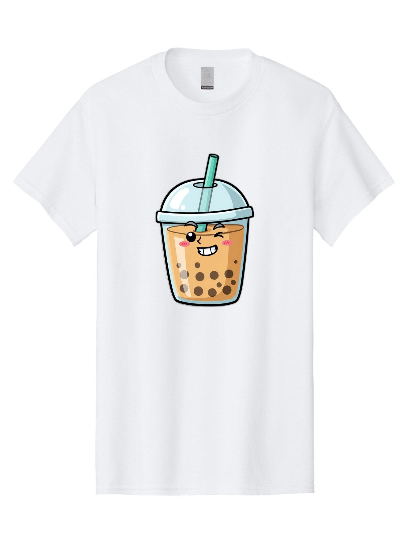 Bubble-Tea-22 Men'S Graphic Tee, 100% Cotton, Comfortable Casual Summer Wear, Machine Washable, Boba Tea, Cartoon Bubble Tea, Smiling Drink, Tea With Straw, Milk Tea, Tea Bubbles, Winking Face, Cute Beverage, Fun Drink, Playful Tea, Bac703