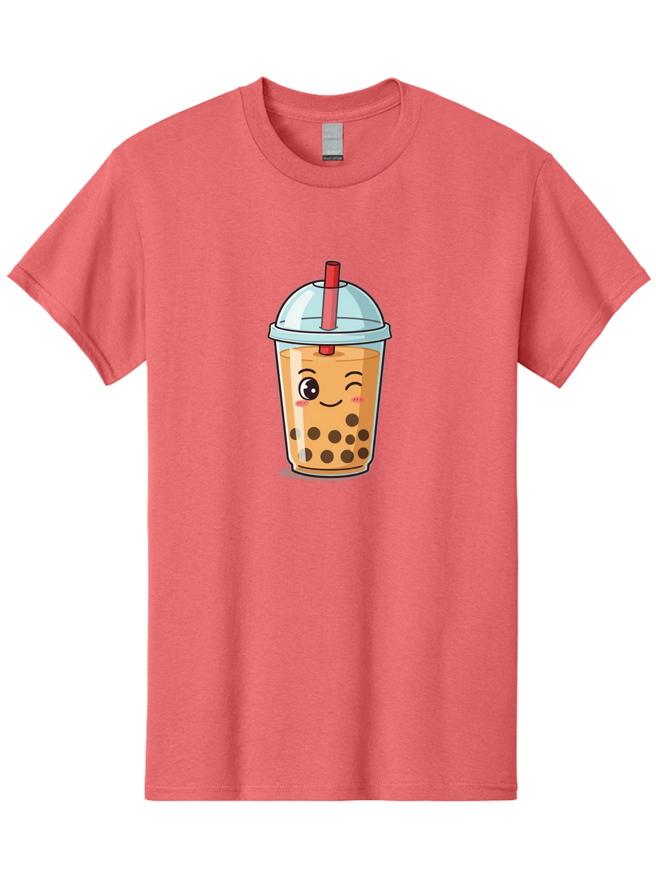 Bubble-Tea-23 Men'S Graphic Tee, 100% Cotton, Comfortable Casual Summer Wear, Machine Washable, Cartoon Boba Tea, Bubble Tea Drink, Animated Beverage, Smiling Face, Winking Eye, Cute Character, Boba Drink, Tea With Boba, Boba Love, Tea Culture Bac704 3