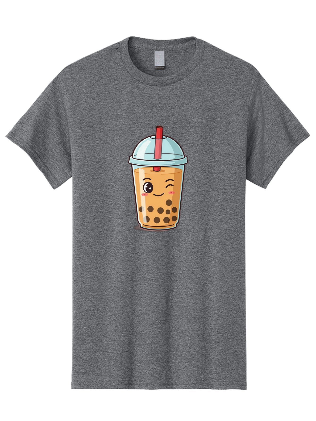 Bubble-Tea-23 Men'S Graphic Tee, 100% Cotton, Comfortable Casual Summer Wear, Machine Washable, Cartoon Boba Tea, Bubble Tea Drink, Animated Beverage, Smiling Face, Winking Eye, Cute Character, Boba Drink, Tea With Boba, Boba Love, Tea Culture Bac704