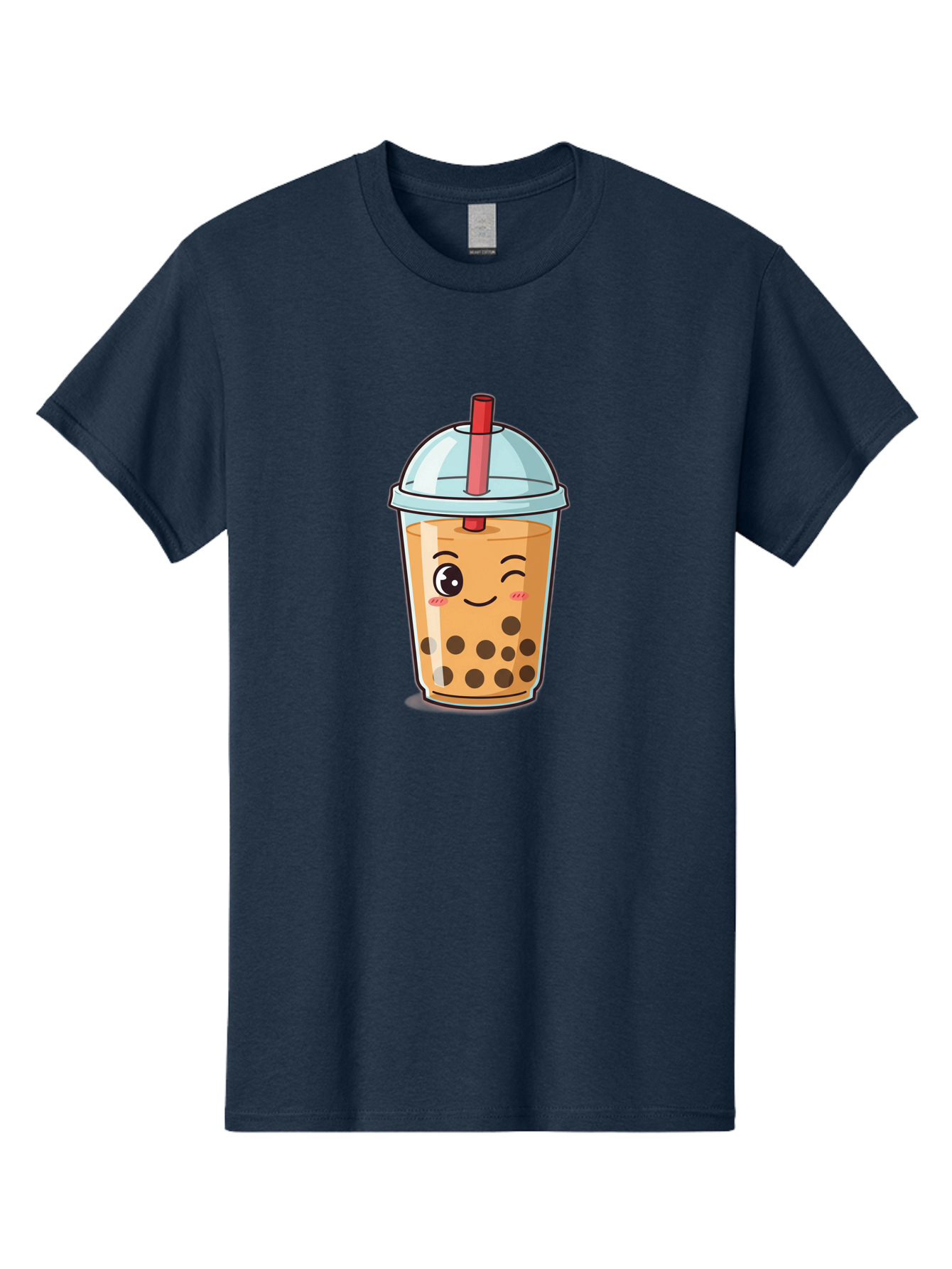 Bubble-Tea-23 Men'S Graphic Tee, 100% Cotton, Comfortable Casual Summer Wear, Machine Washable, Cartoon Boba Tea, Bubble Tea Drink, Animated Beverage, Smiling Face, Winking Eye, Cute Character, Boba Drink, Tea With Boba, Boba Love, Tea Culture Bac704 15